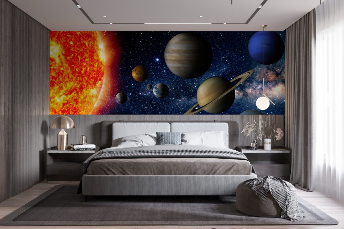 Fototapeten Die Proportionen zwischen den Planeten und der Sonne