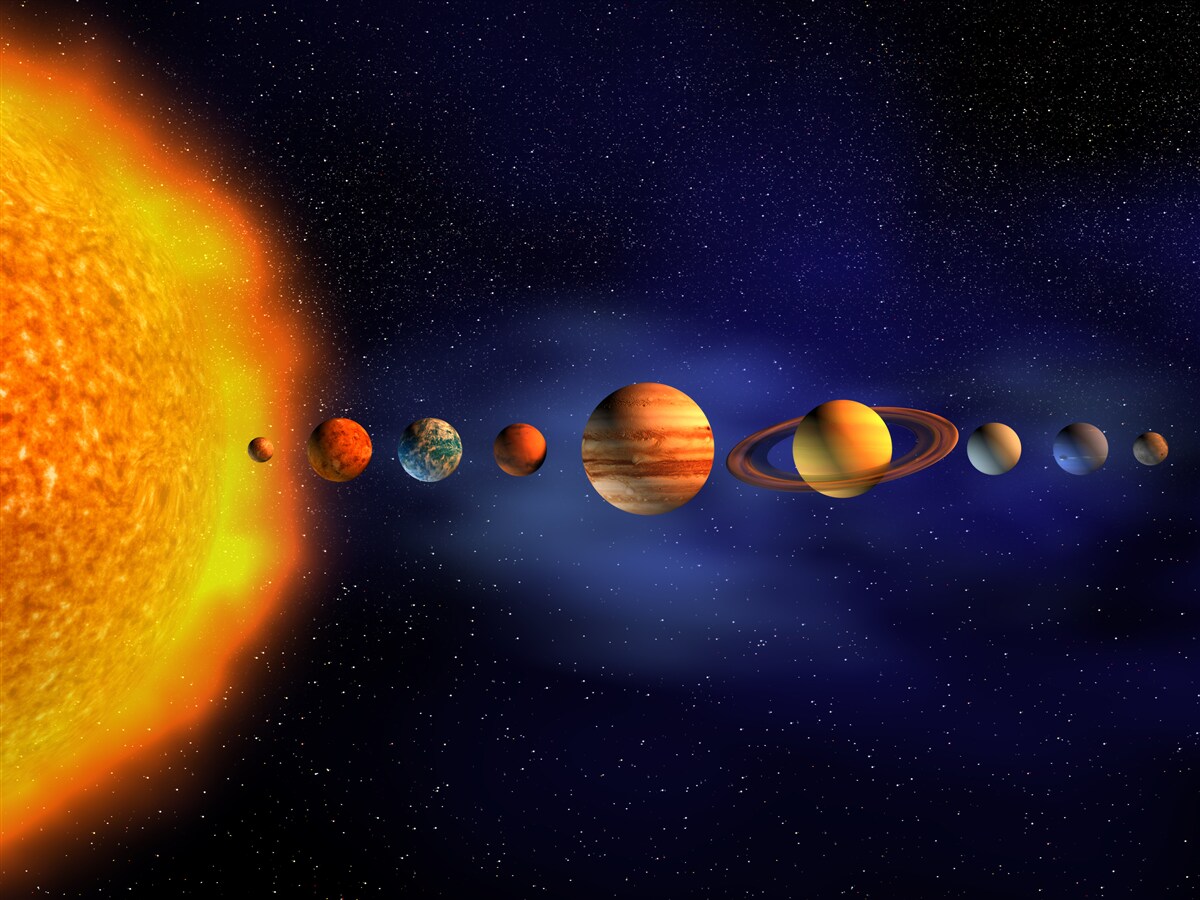 Fototapeten Die Sonne und Planeten unserer Galaxie