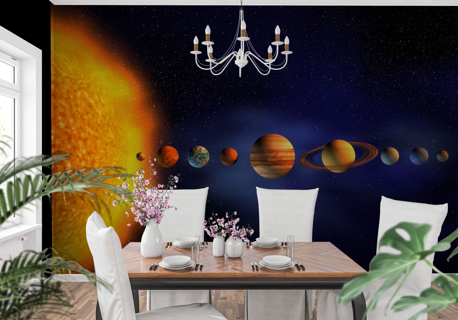 Fototapeten Die Sonne und Planeten unserer Galaxie