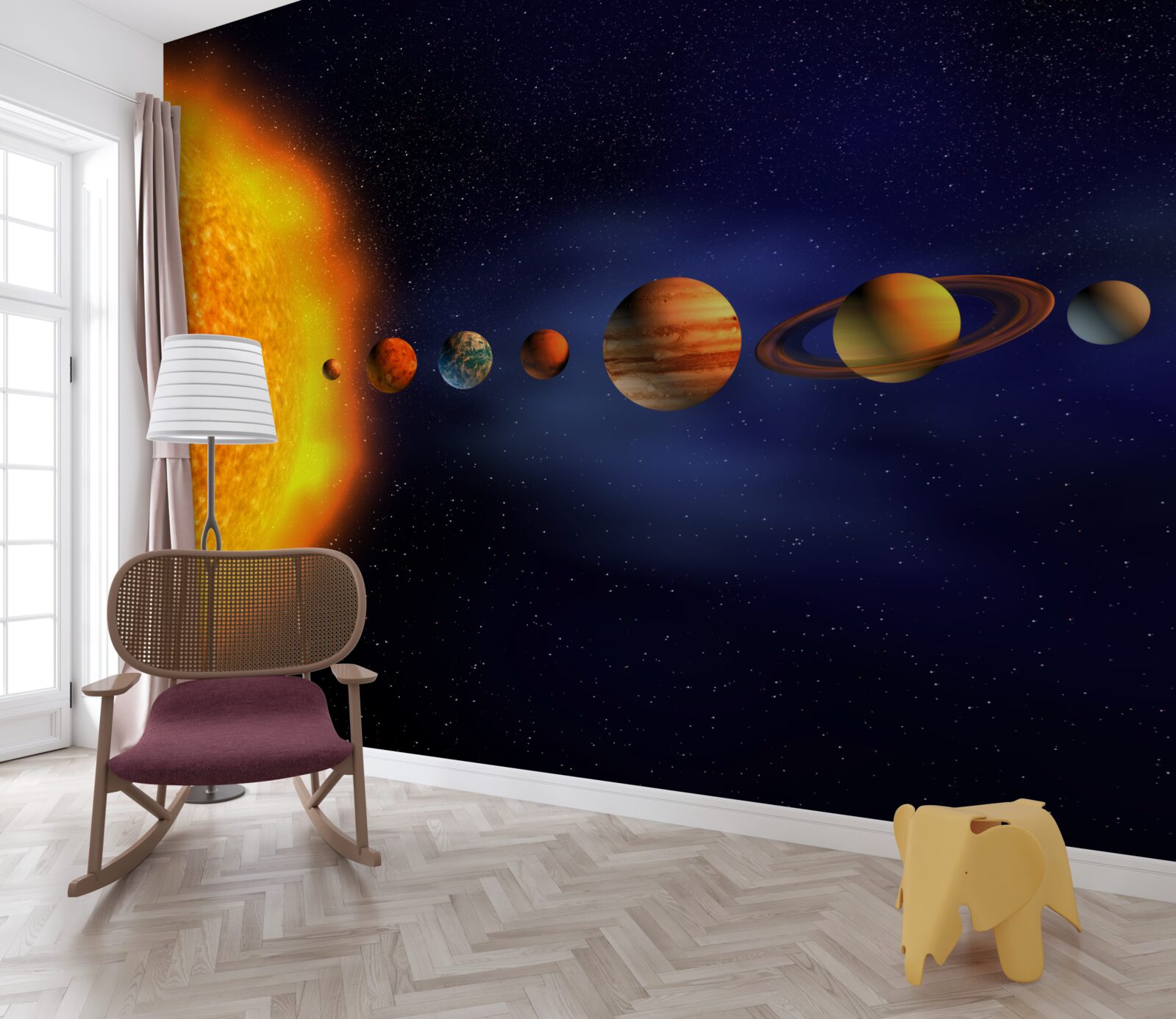 Fototapeten Die Sonne und Planeten unserer Galaxie