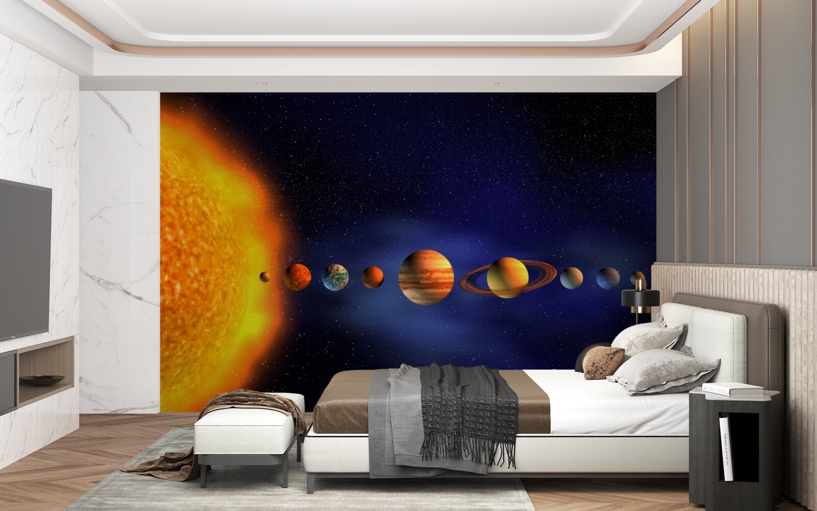 Fototapeten Die Sonne und Planeten unserer Galaxie