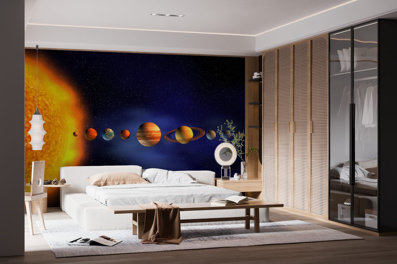 Fototapeten Die Sonne und Planeten unserer Galaxie