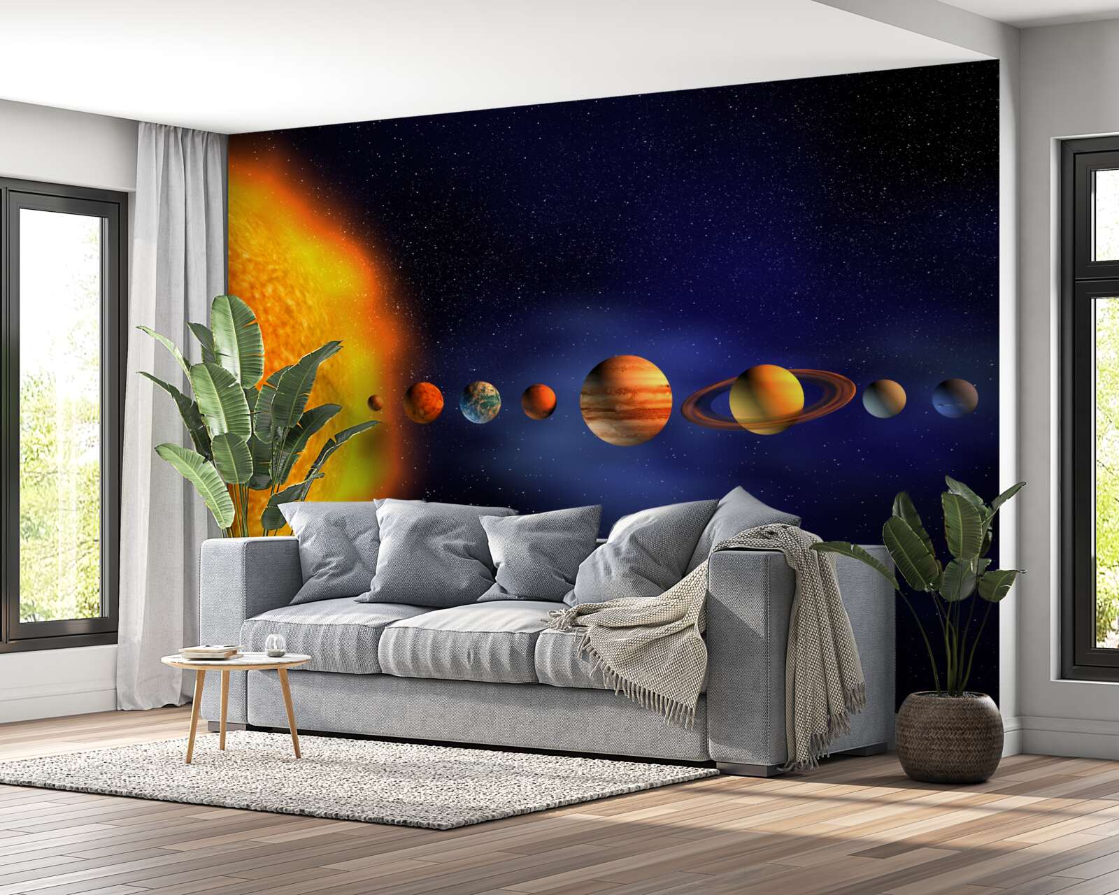 Fototapeten Die Sonne und Planeten unserer Galaxie