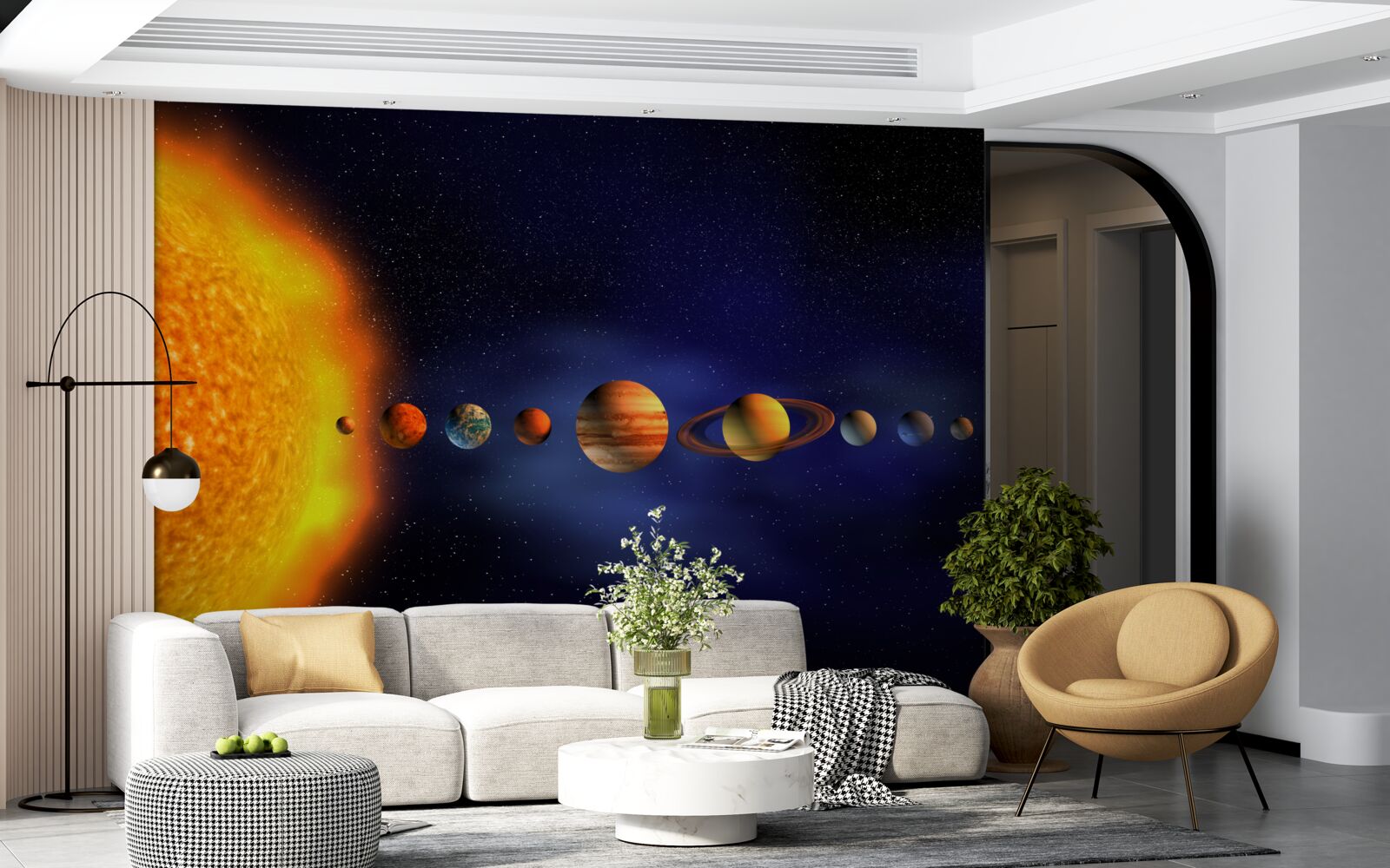 Fototapeten Die Sonne und Planeten unserer Galaxie