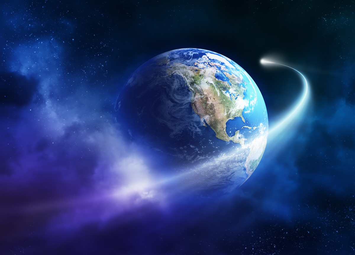 Fototapeten Erde im unendlichen Raum des Universums