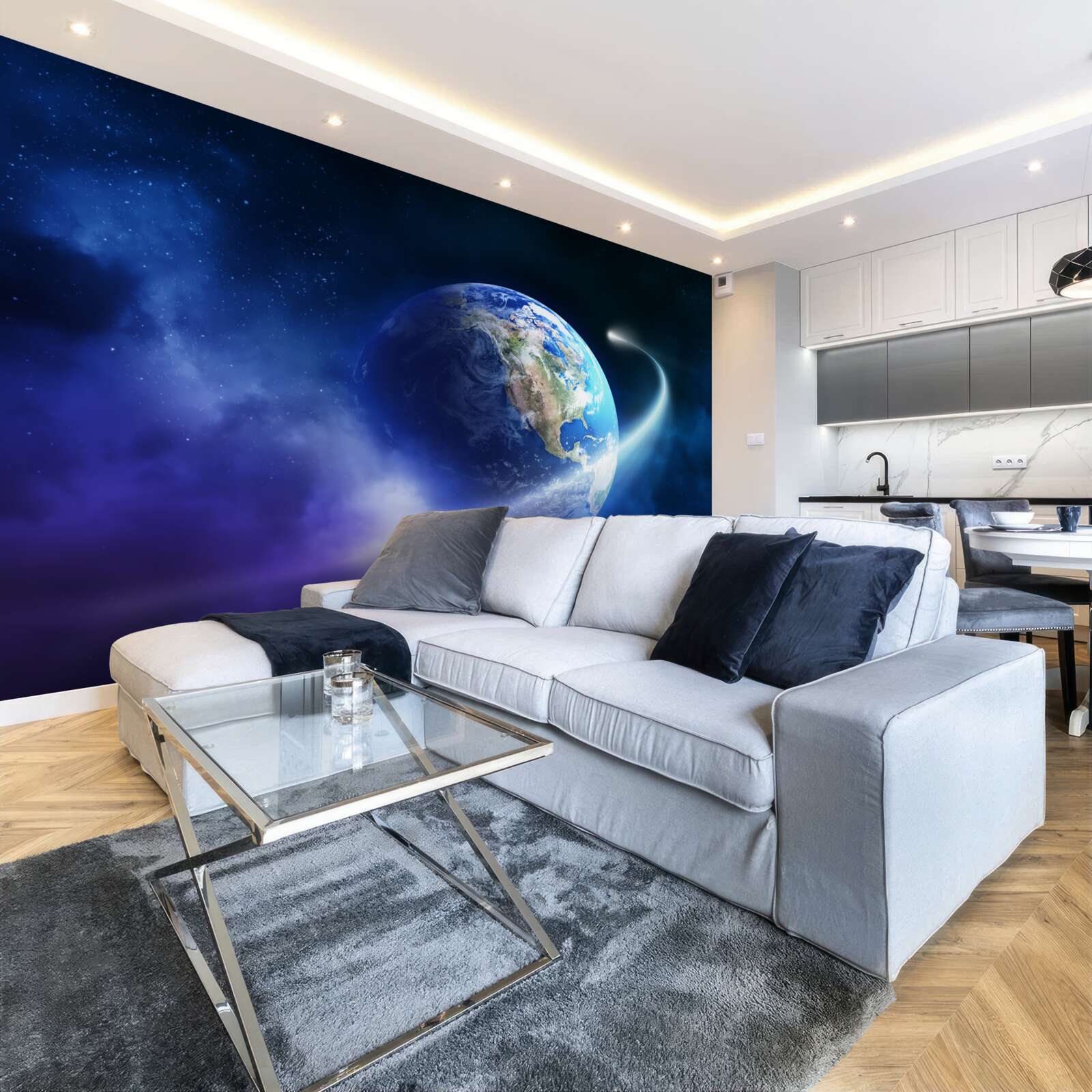 Fototapeten Erde im unendlichen Raum des Universums