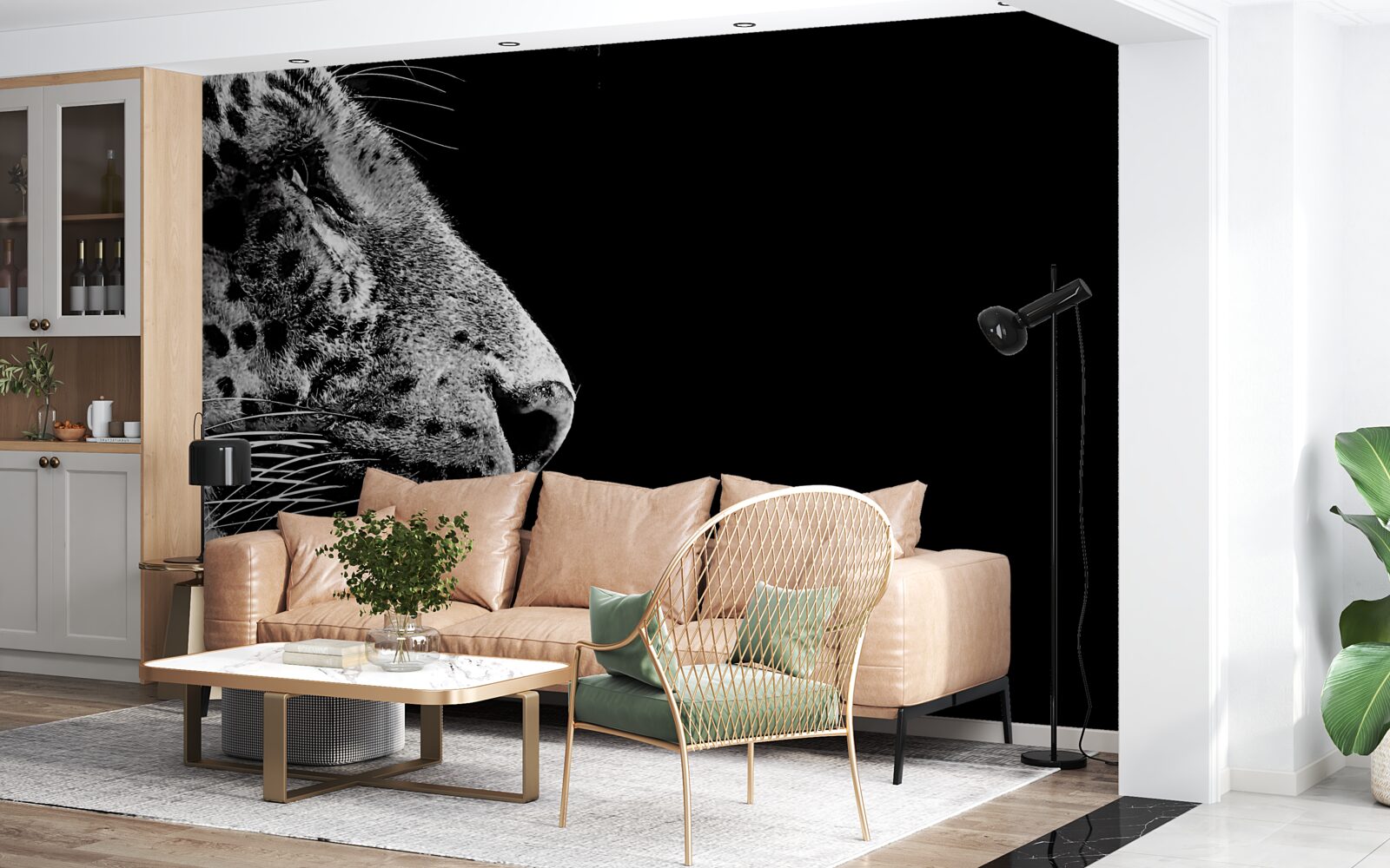 Fototapeten Jaguar in Schwarz und Weiß