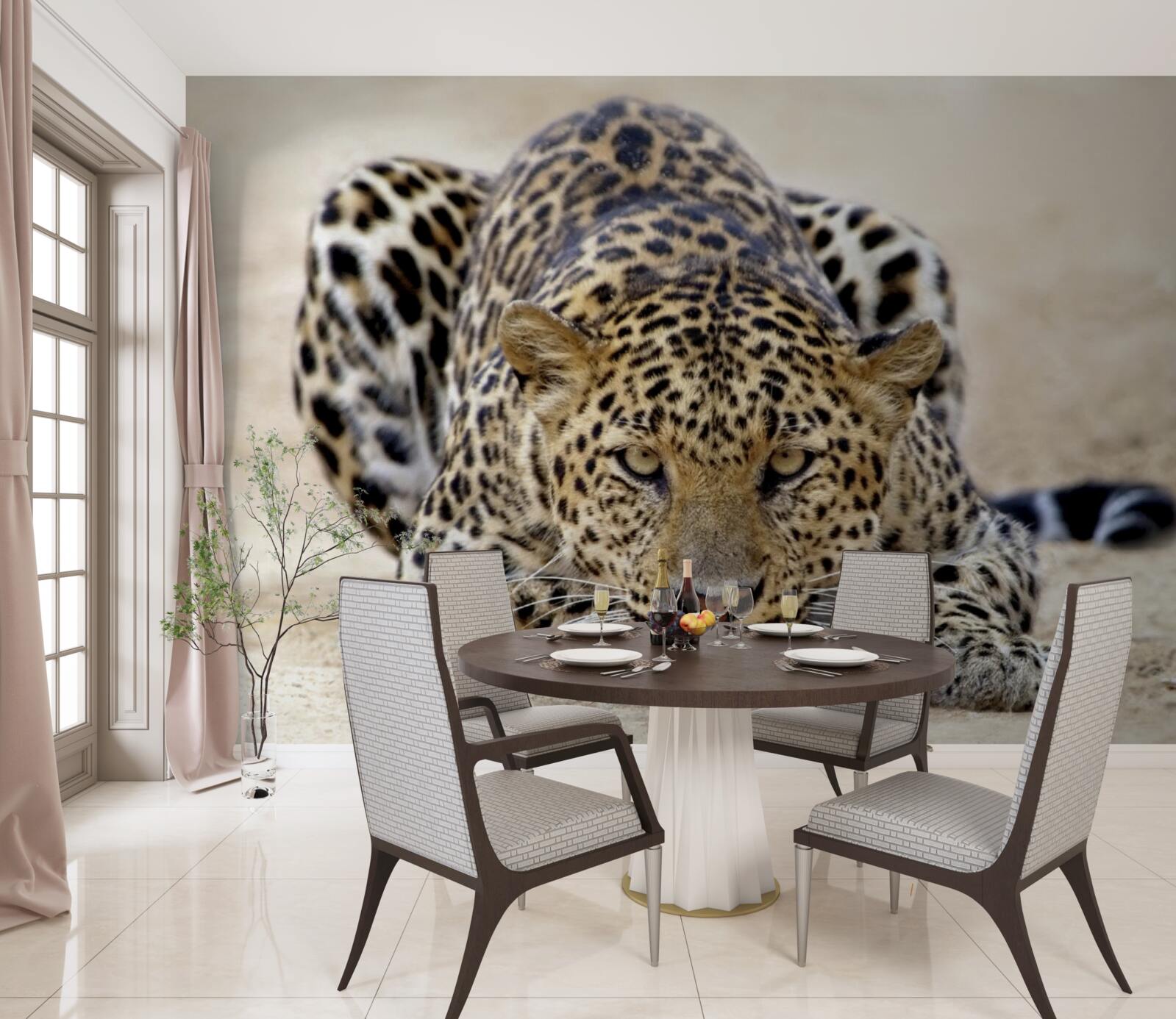 Fototapeten Ein wartender Leopard mit fleckter Haut
