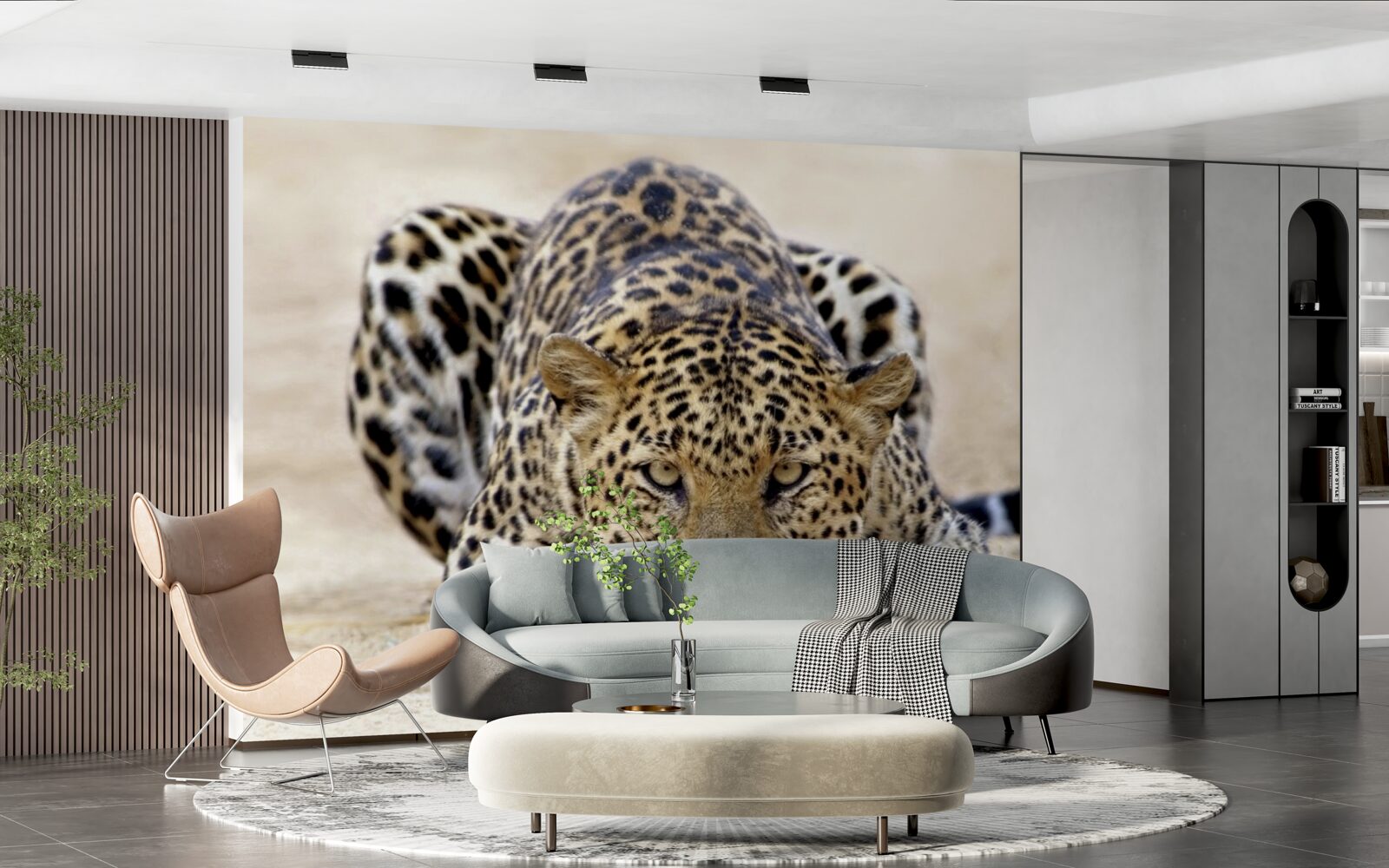 Fototapeten Ein wartender Leopard mit fleckter Haut