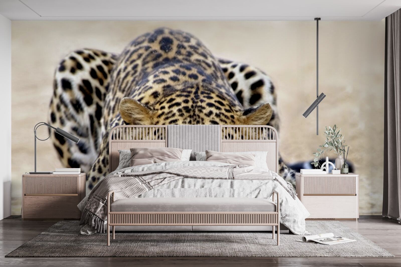 Fototapeten Ein wartender Leopard mit fleckter Haut