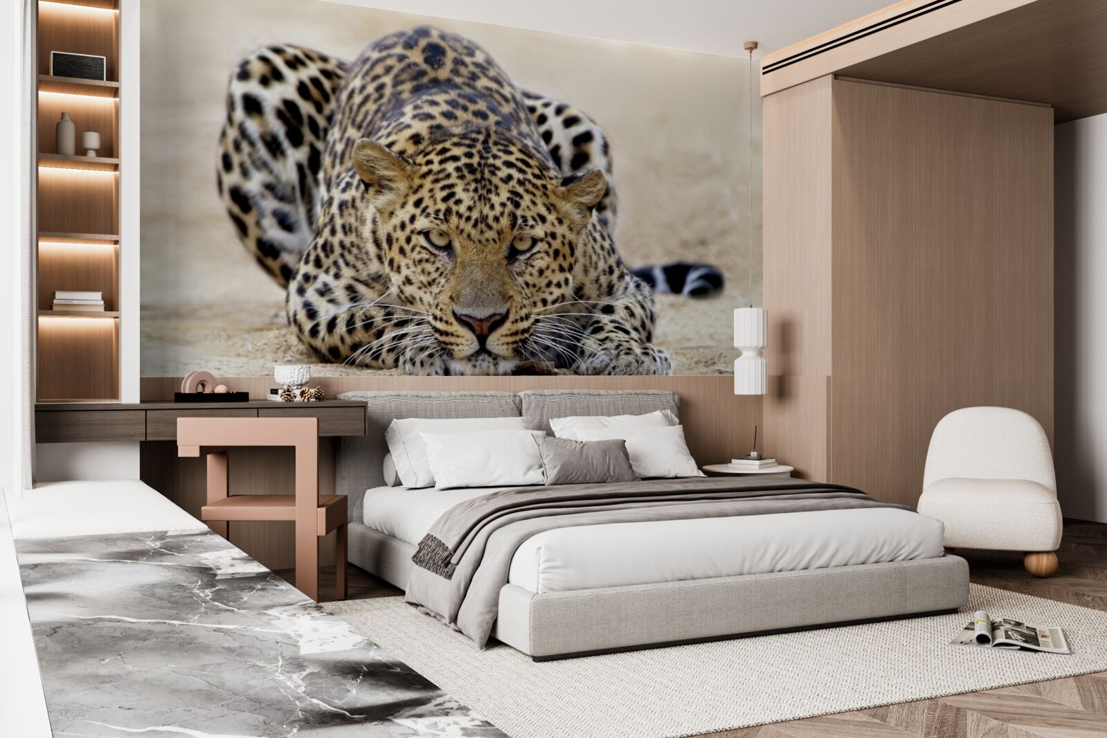 Fototapeten Ein wartender Leopard mit fleckter Haut