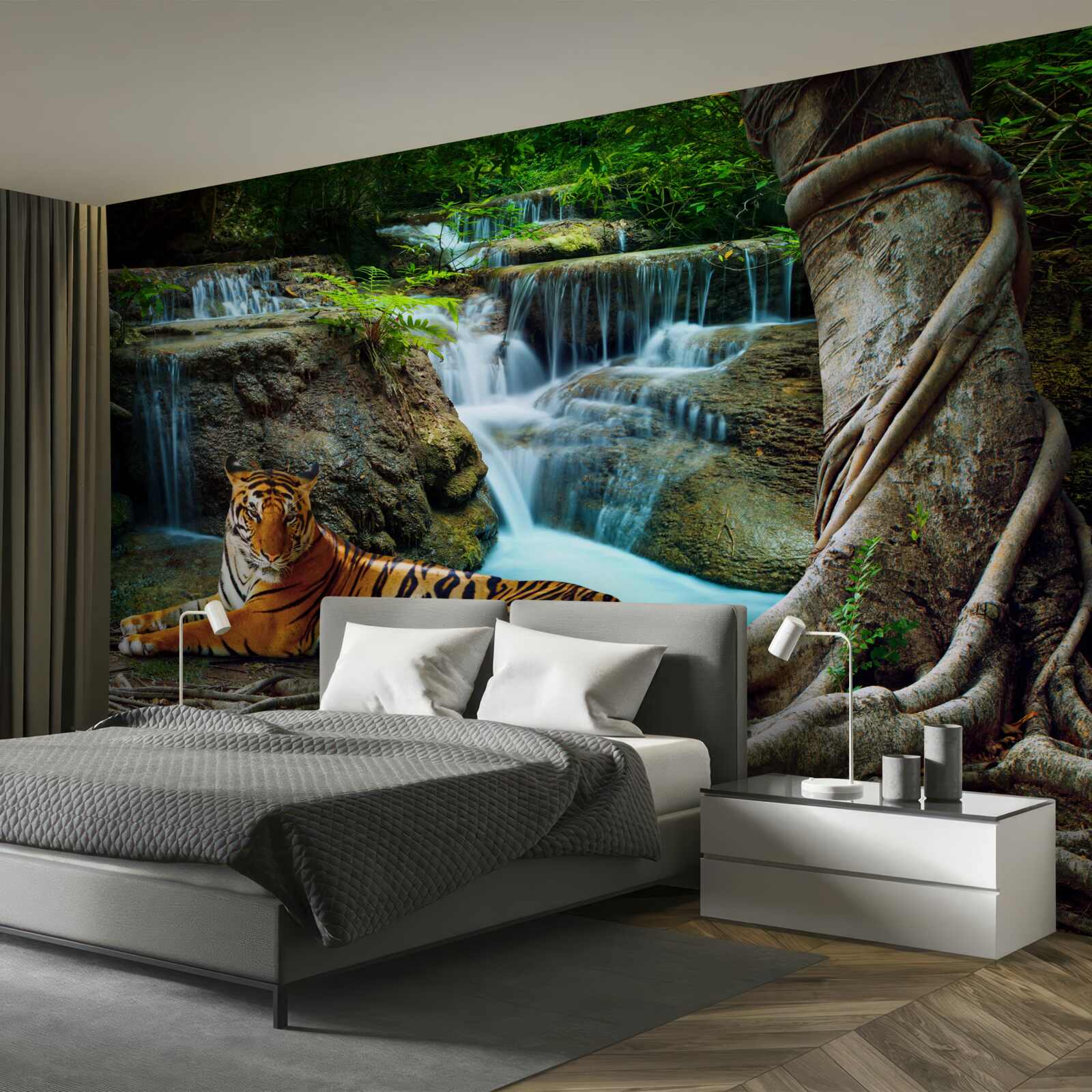 Fototapeten Wir verbrachten Zeit über einen Waldwasserfall