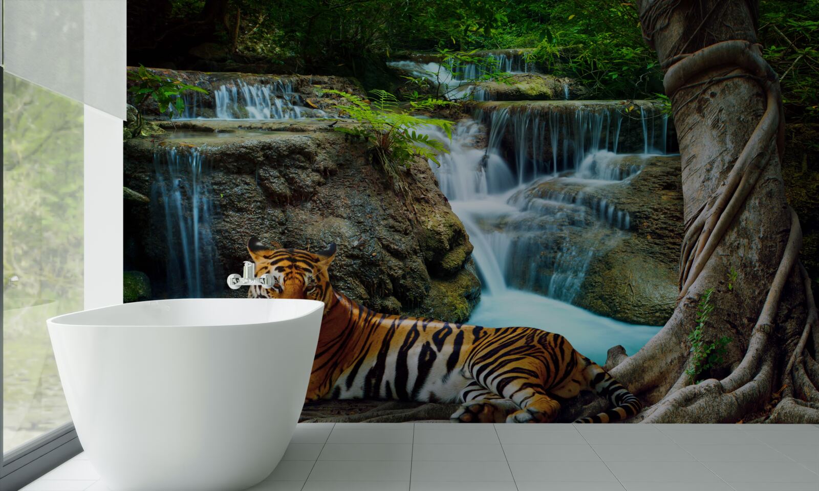 Fototapeten Wir verbrachten Zeit über einen Waldwasserfall