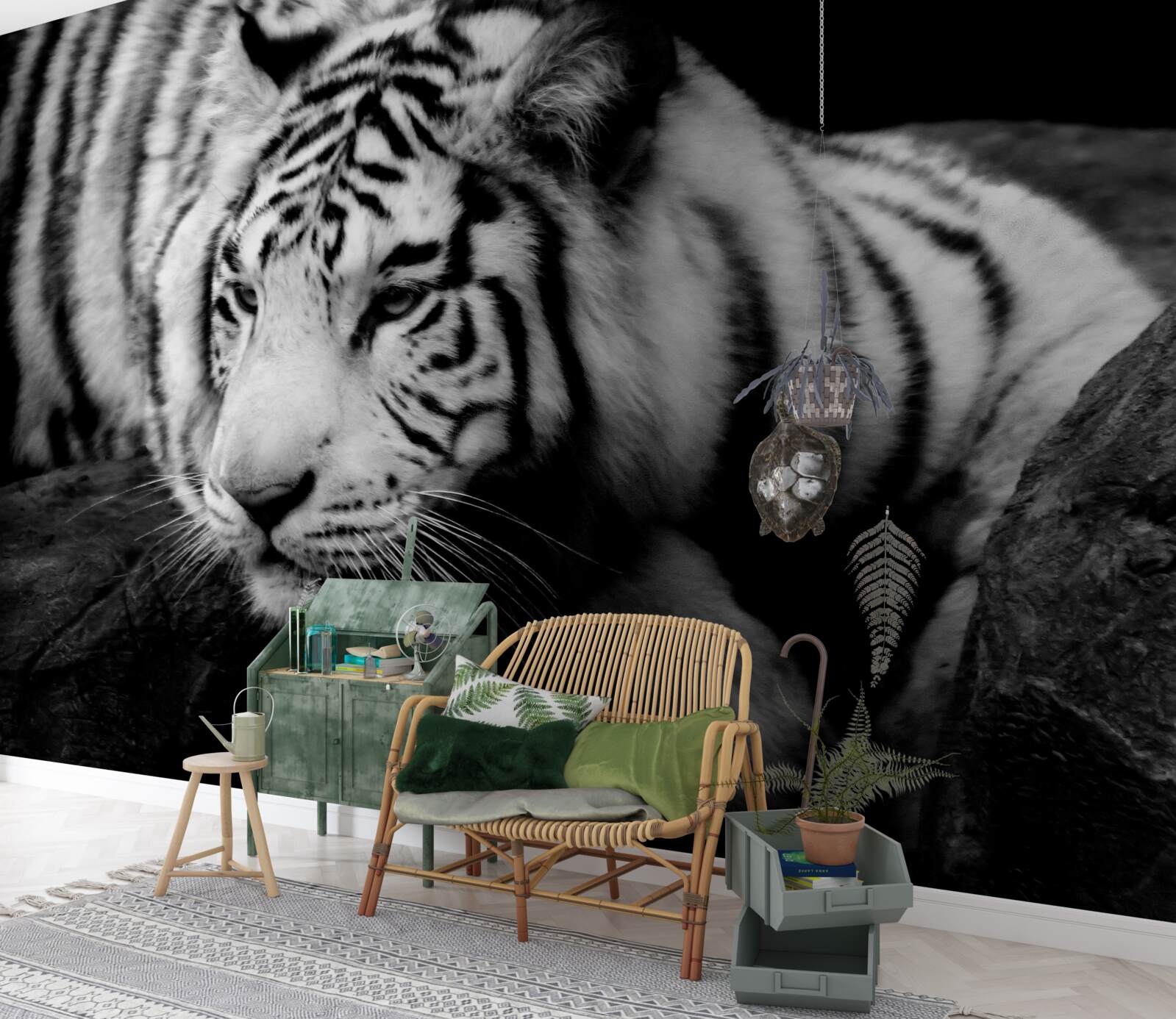 Fototapeten charmanter Schwarz -Weiß -Tiger