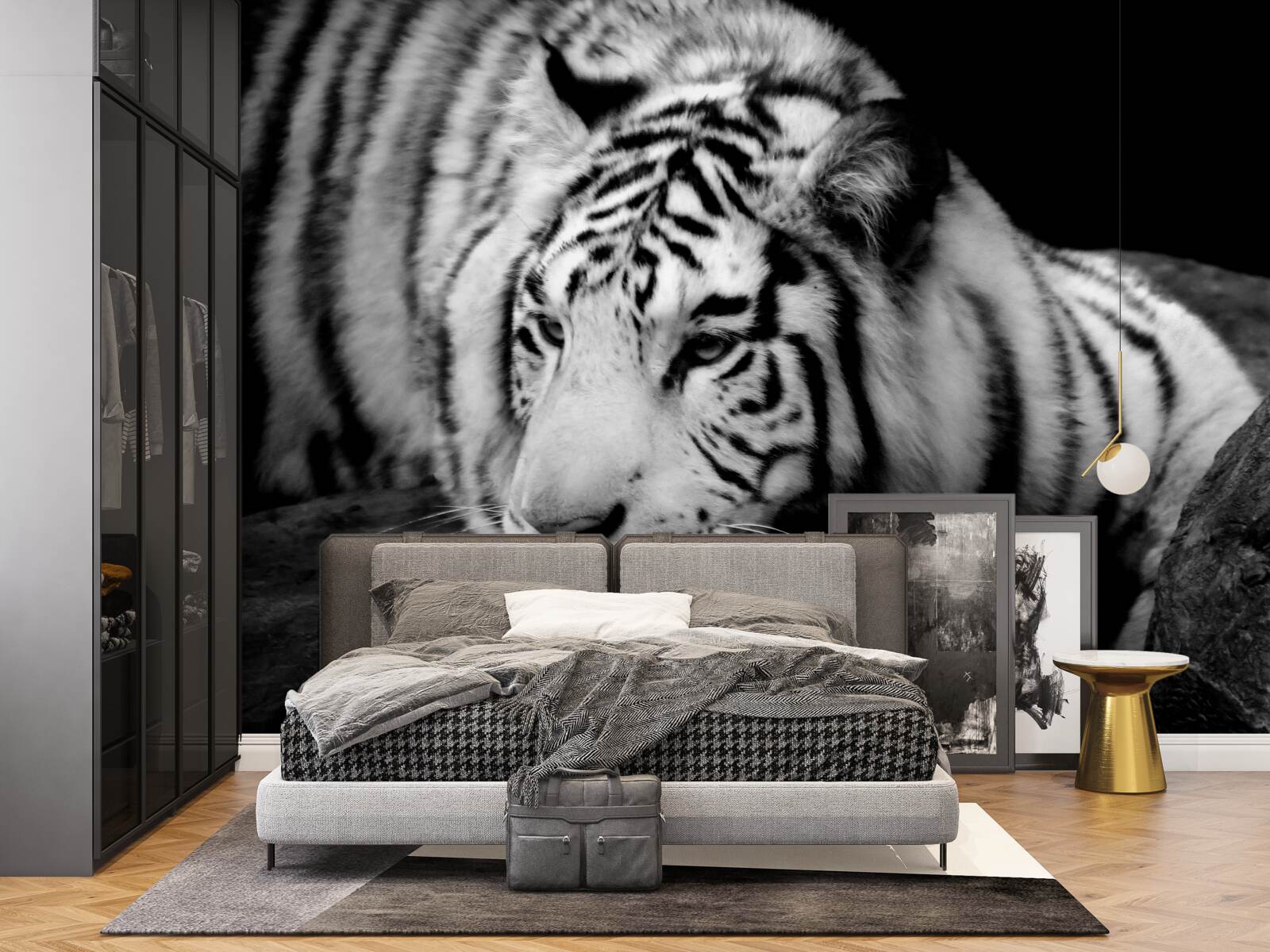 Fototapeten charmanter Schwarz -Weiß -Tiger