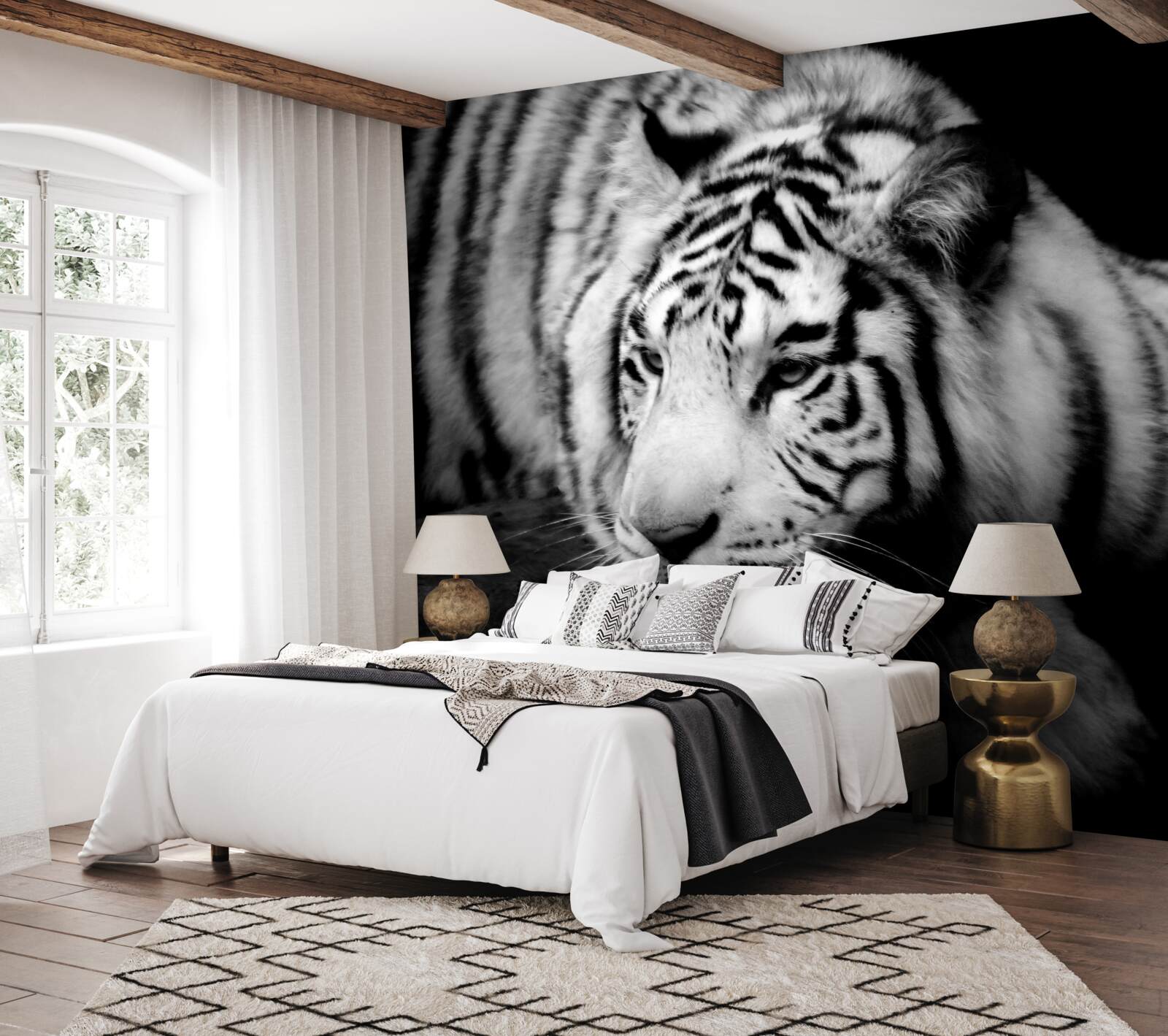 Fototapeten charmanter Schwarz -Weiß -Tiger