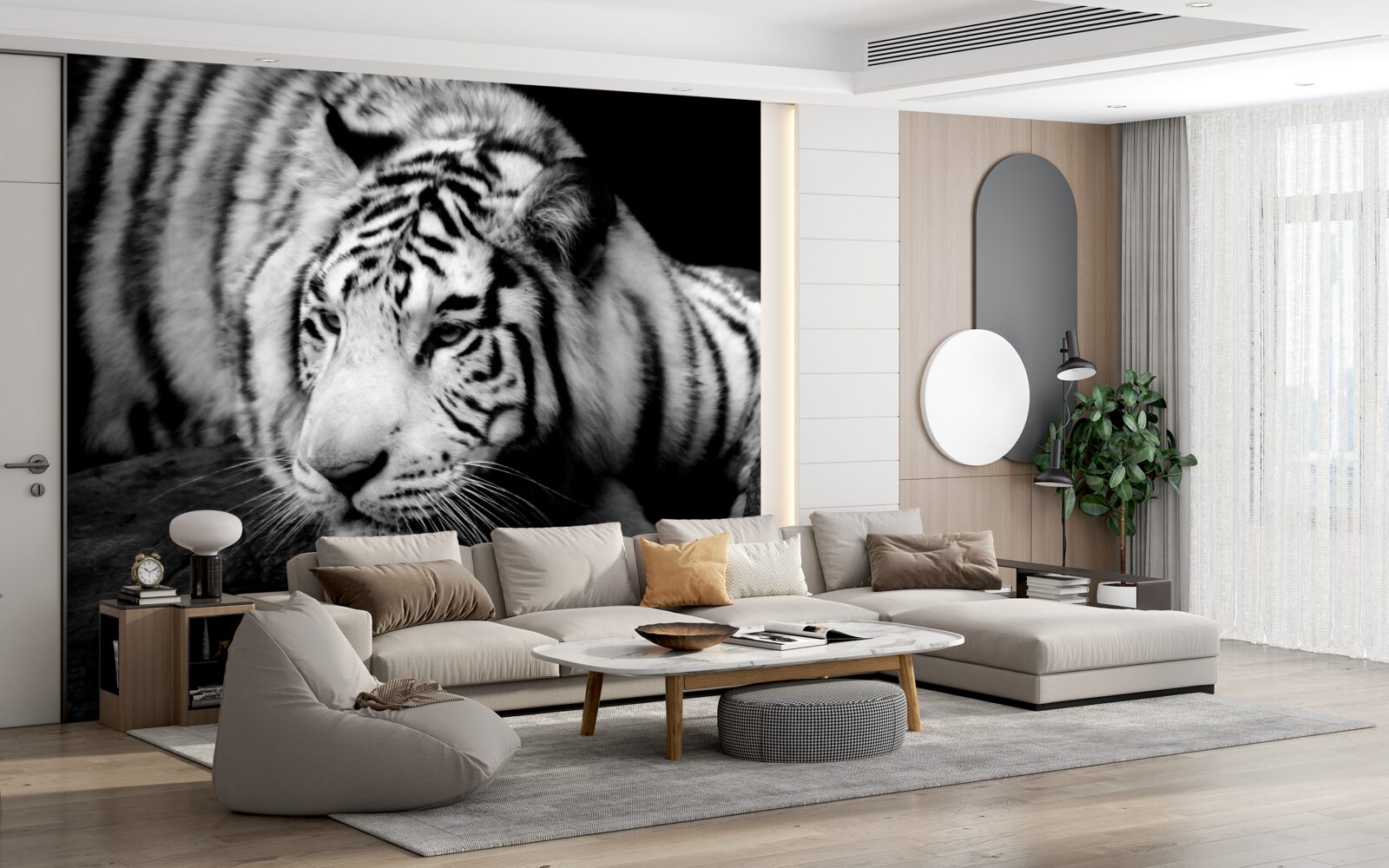 Fototapeten charmanter Schwarz -Weiß -Tiger