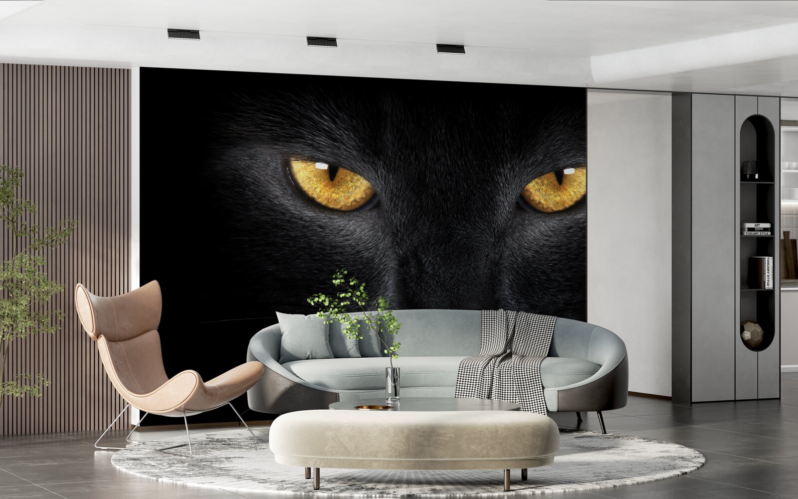 Fototapeten Ein durchdringendes Aussehen einer schwarzen Katze