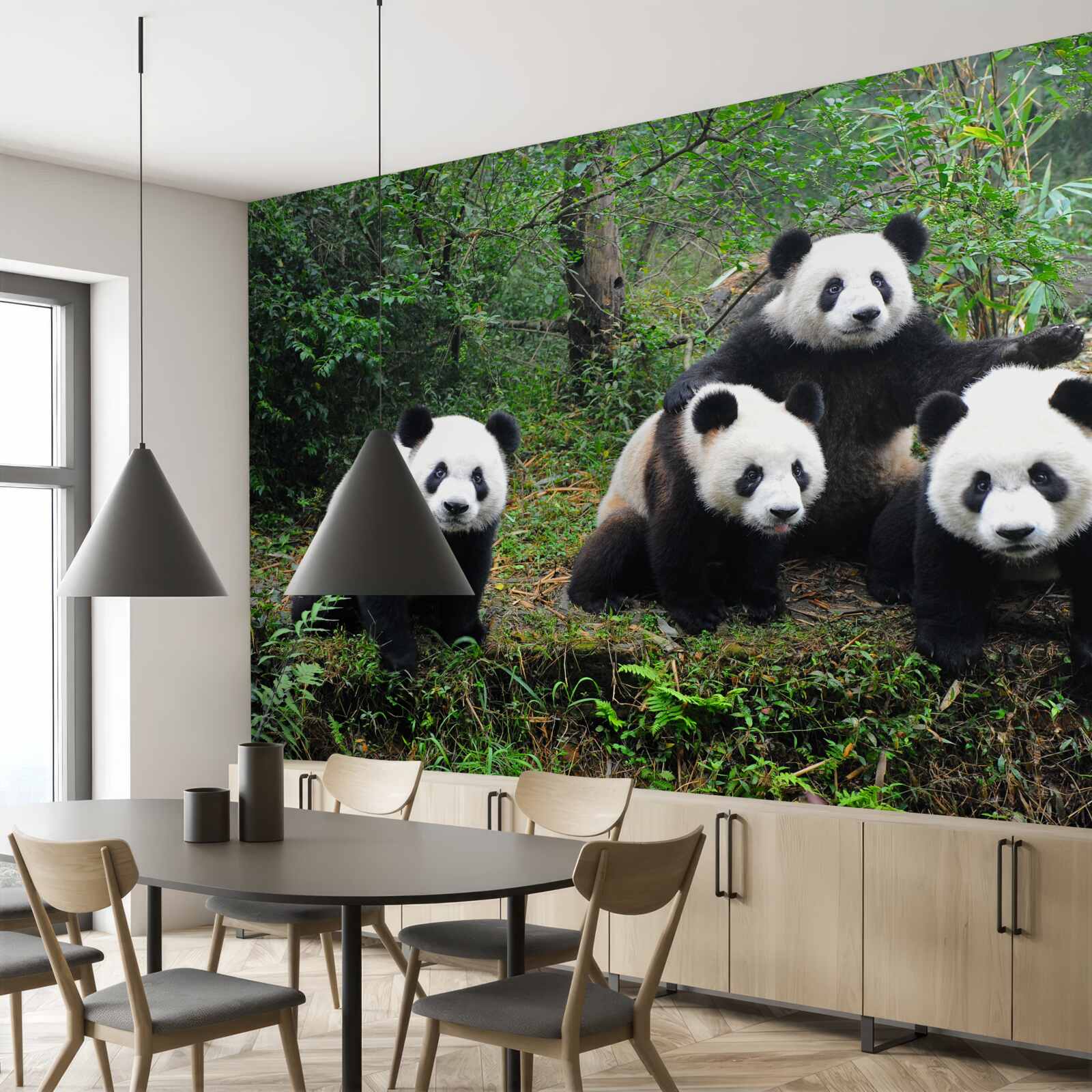 Fototapeten Eine ruhende Familie süßer Panda