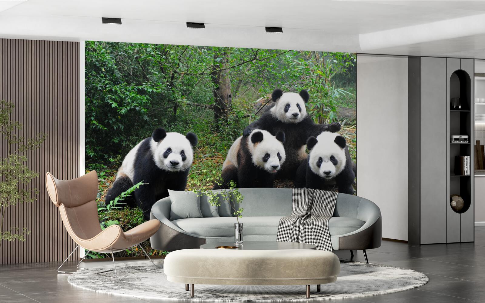 Fototapeten Eine ruhende Familie süßer Panda