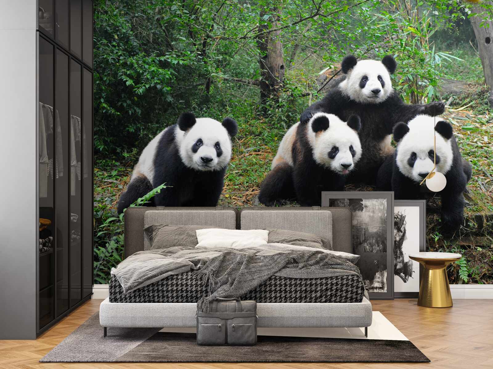 Fototapeten Eine ruhende Familie süßer Panda