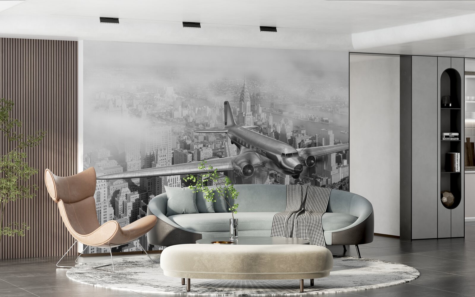 Fototapeten Reisen mit dem Flugzeug über den Stadtriese