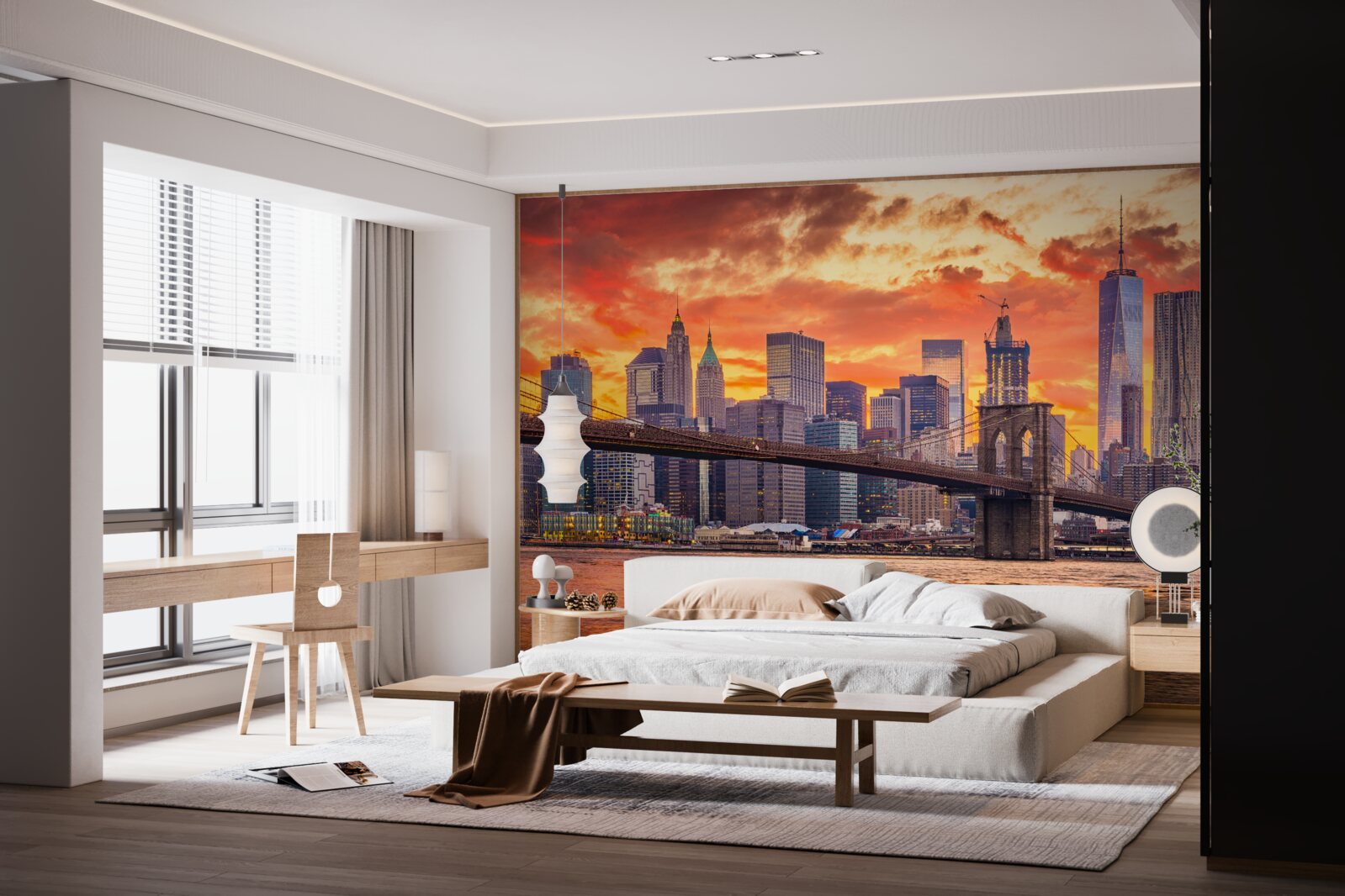 Fototapeten Wolken über New York während des Sonnenuntergangs