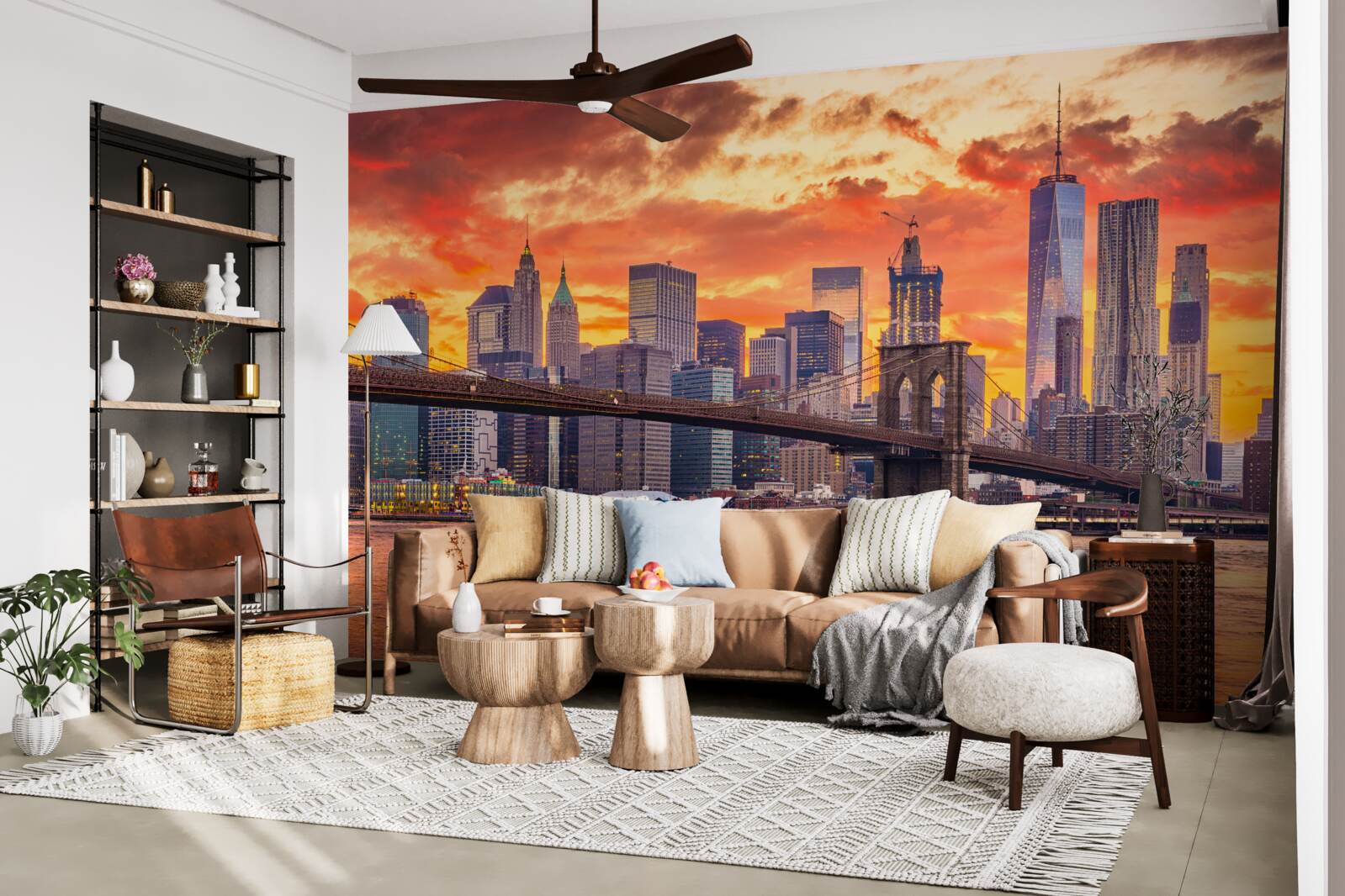 Fototapeten Wolken über New York während des Sonnenuntergangs