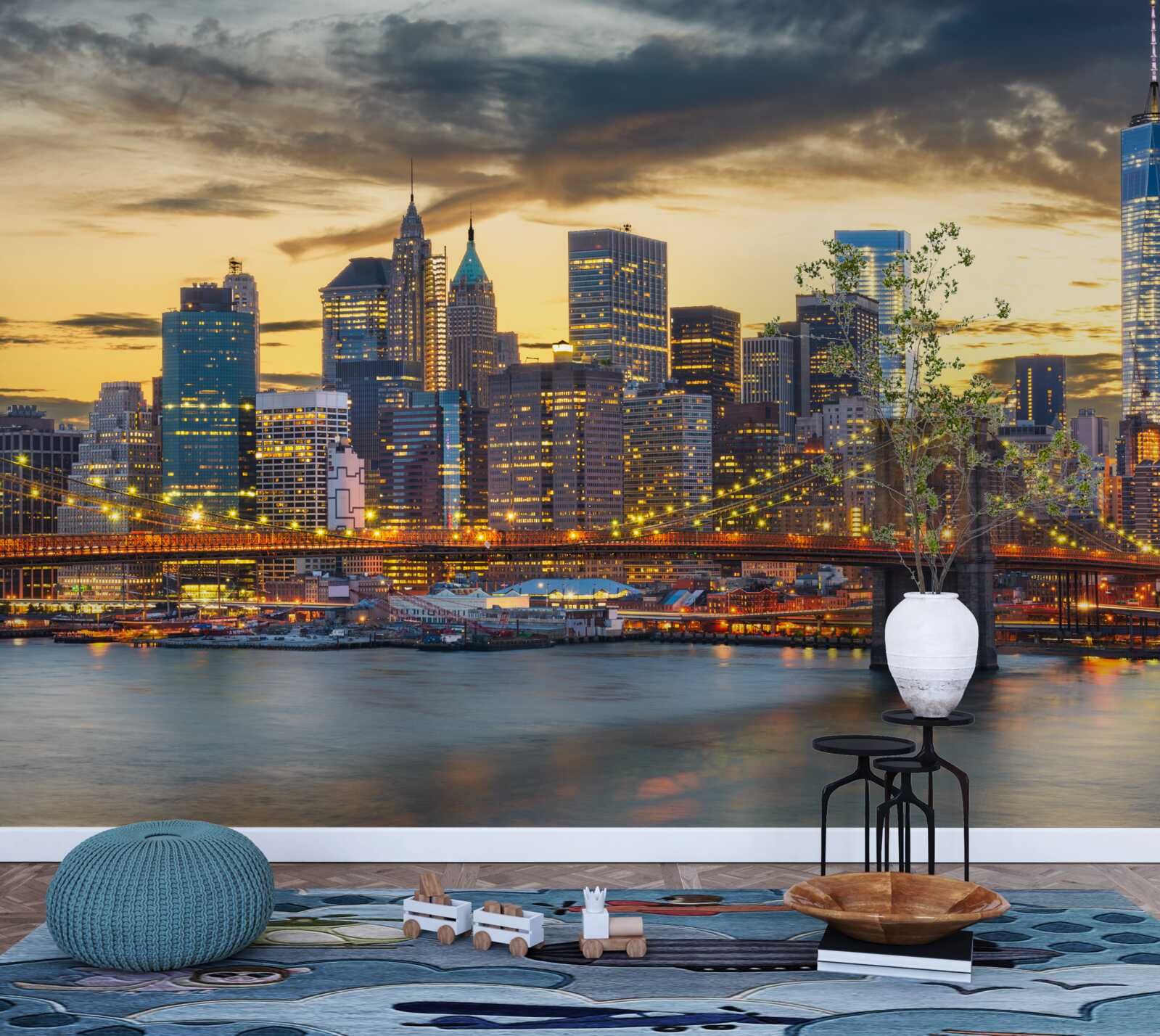 Fototapeten Panorama von New York in der Nacht