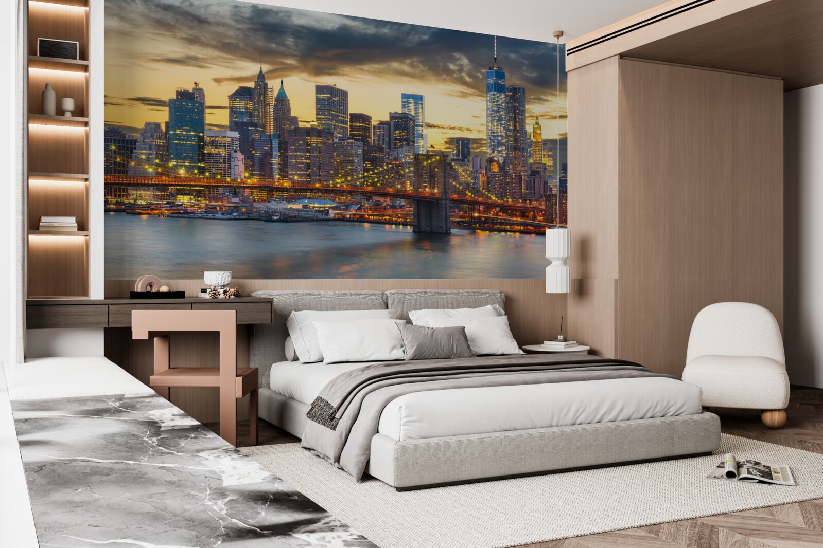 Fototapeten Panorama von New York in der Nacht
