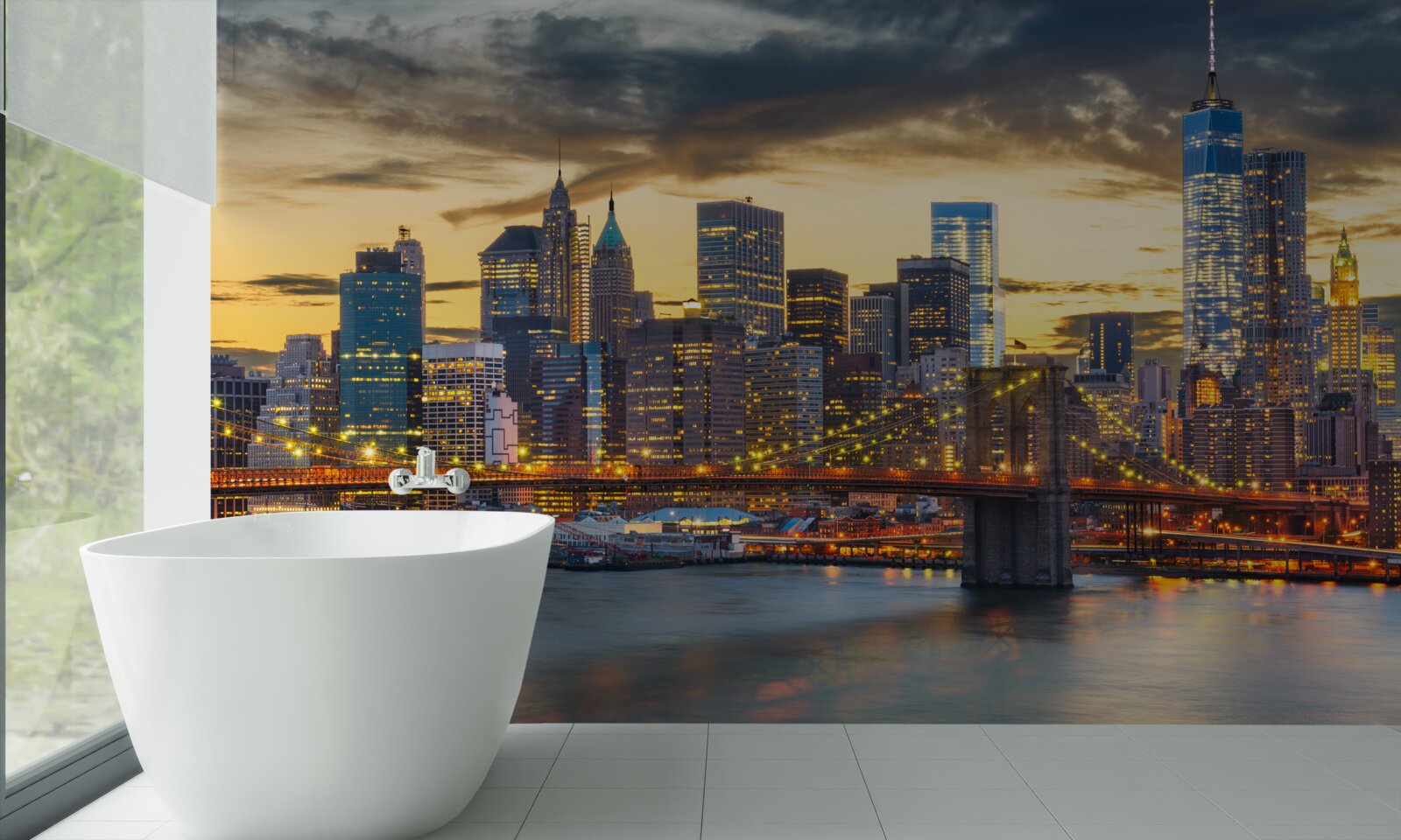Fototapeten Panorama von New York in der Nacht