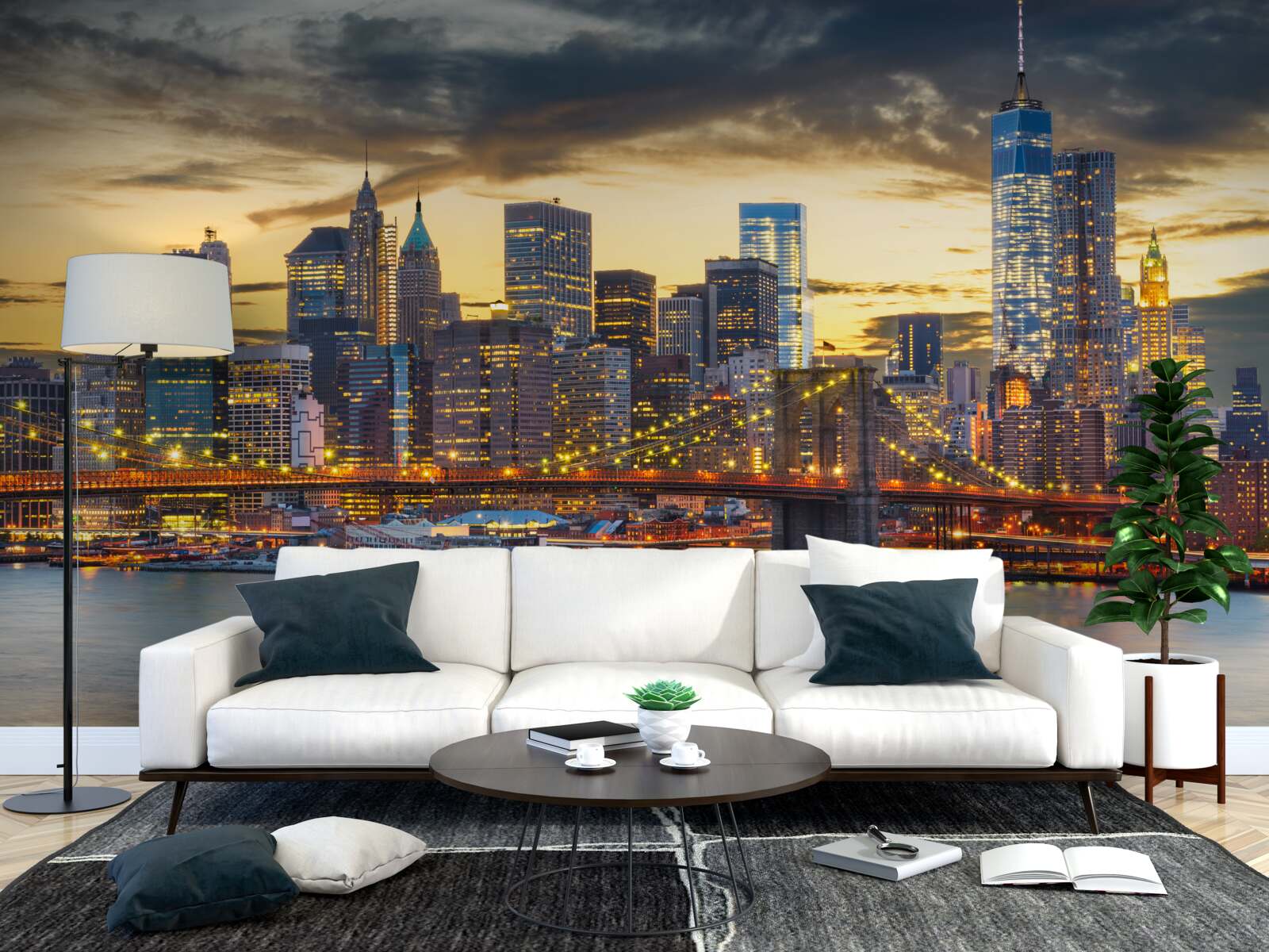 Fototapeten Panorama von New York in der Nacht
