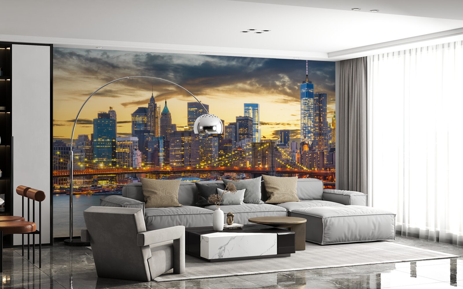 Fototapeten Panorama von New York in der Nacht