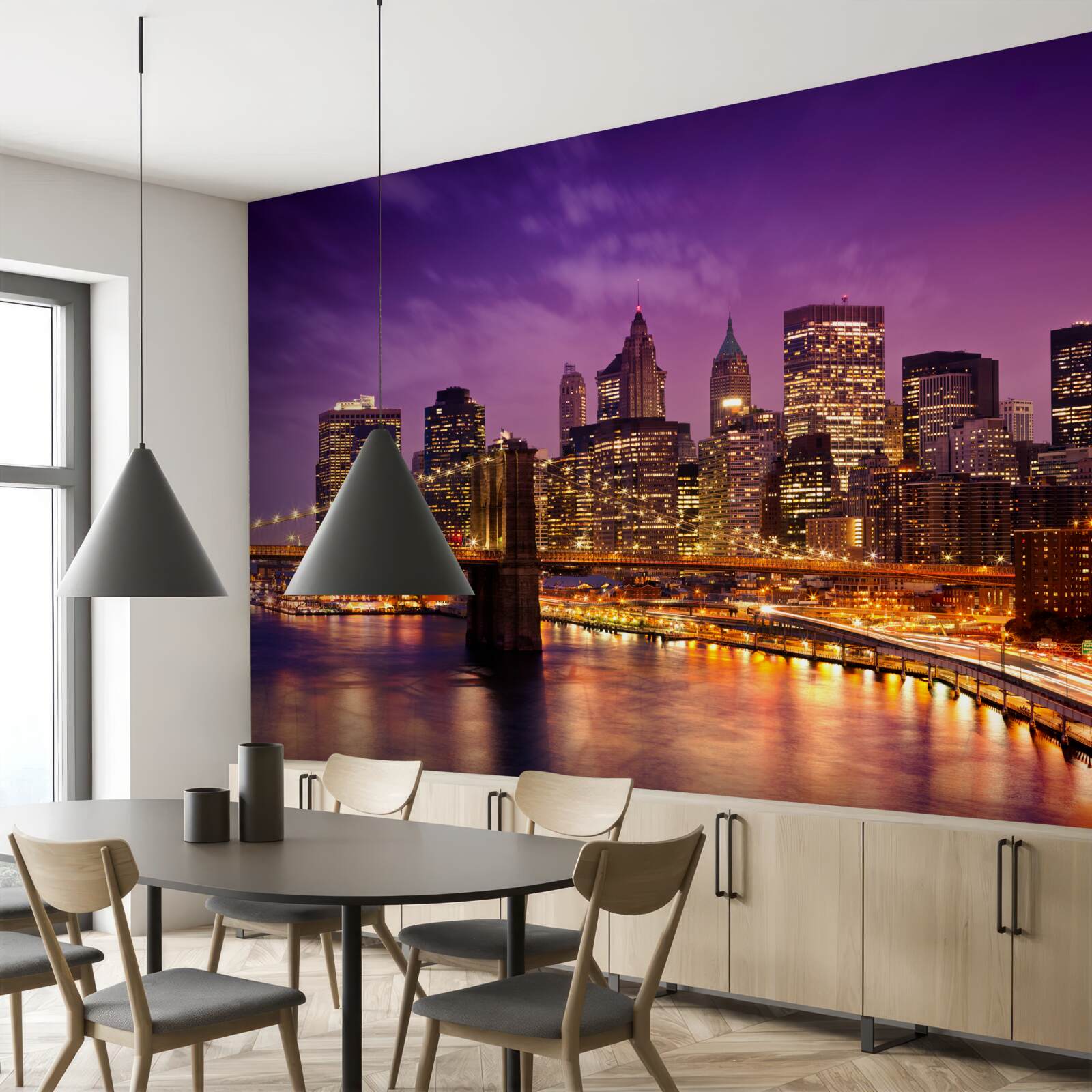 Fototapeten Panorama von New York in der Nacht