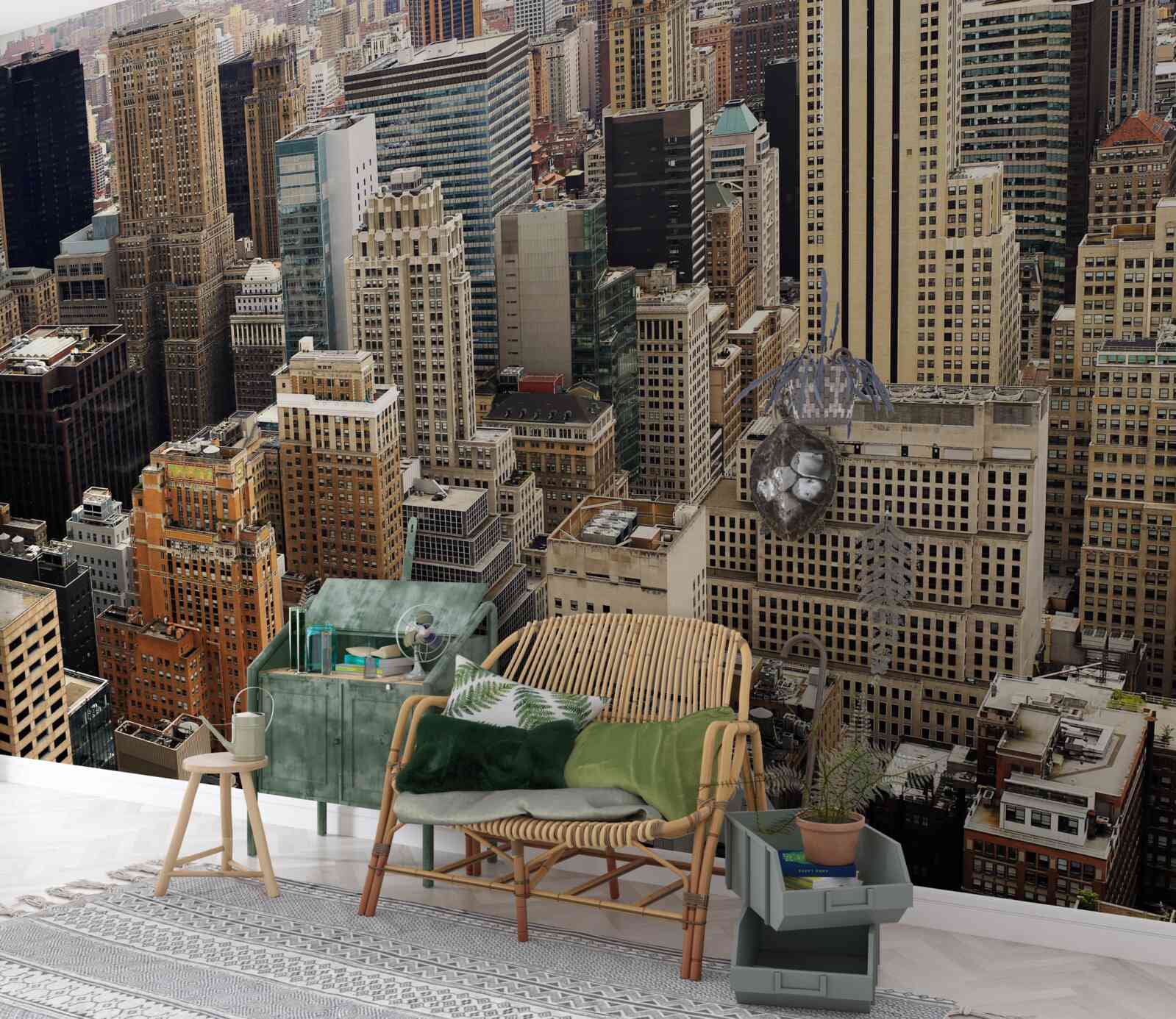 Fototapeten Blick auf die Architektur der Metropole aus dem Bordstein