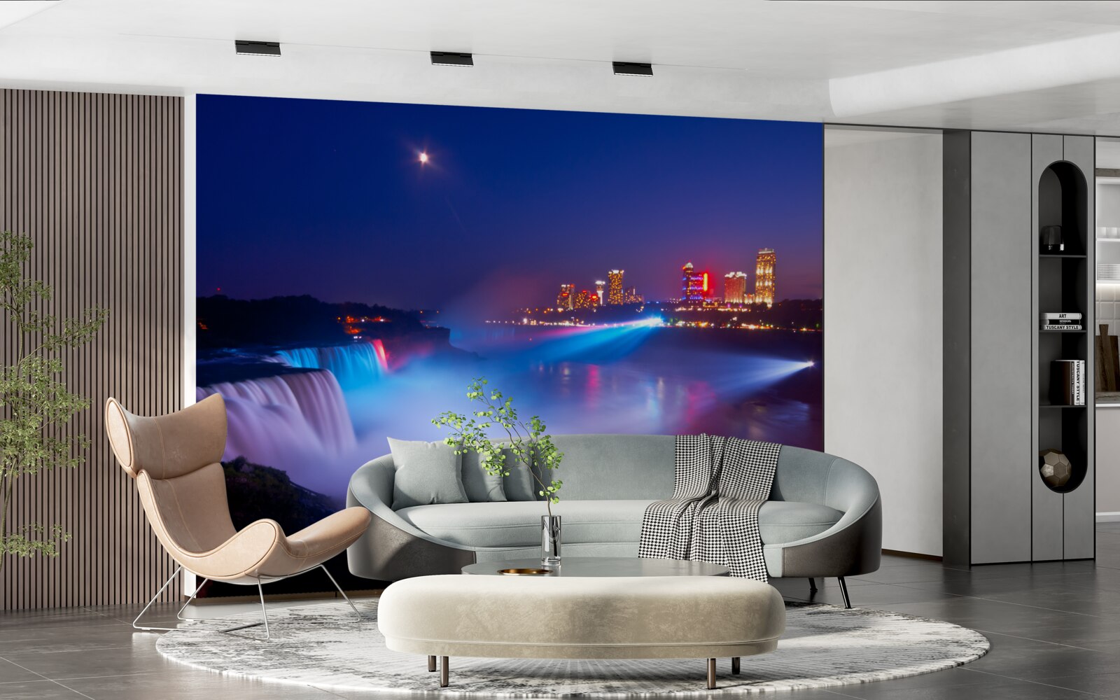 Fototapeten Niagara Wasserfall nachts beleuchtet