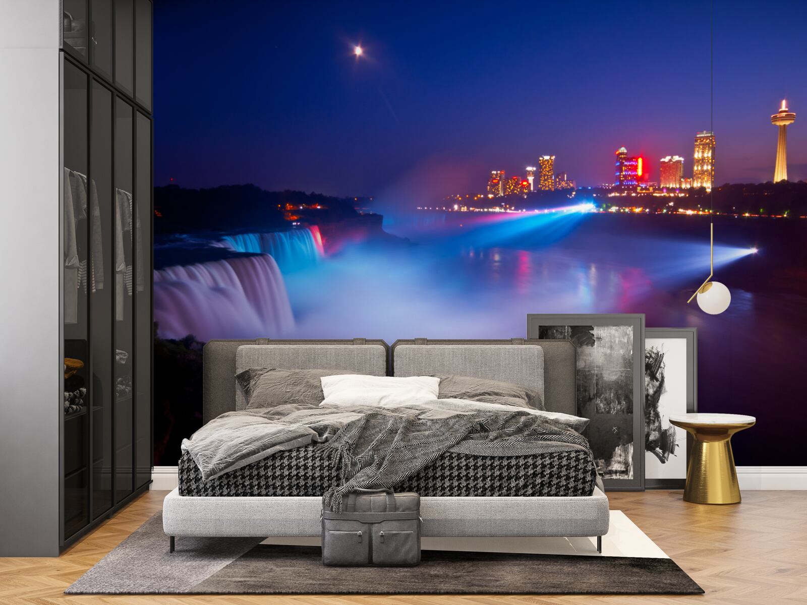 Fototapeten Niagara Wasserfall nachts beleuchtet