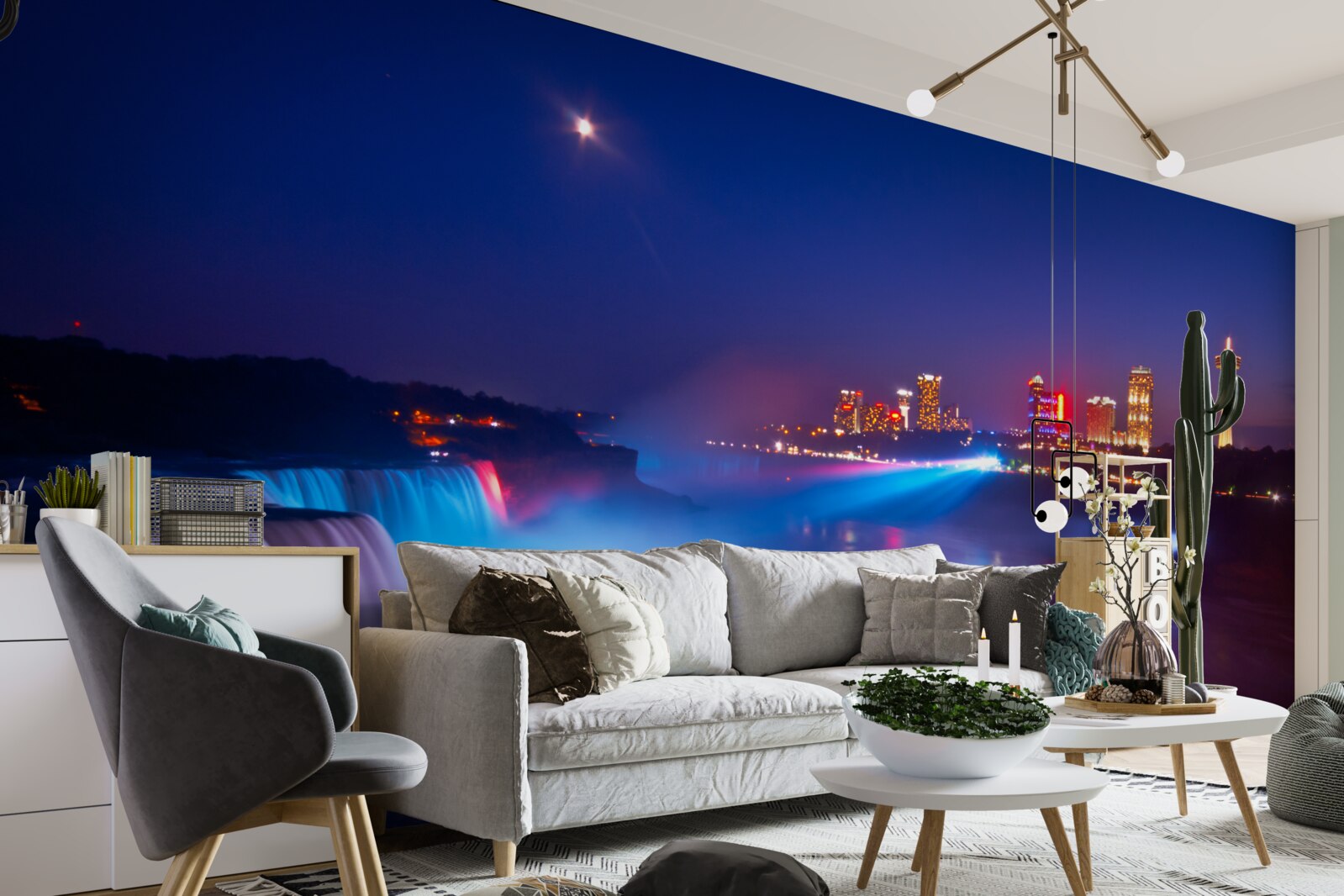 Fototapeten Niagara Wasserfall nachts beleuchtet