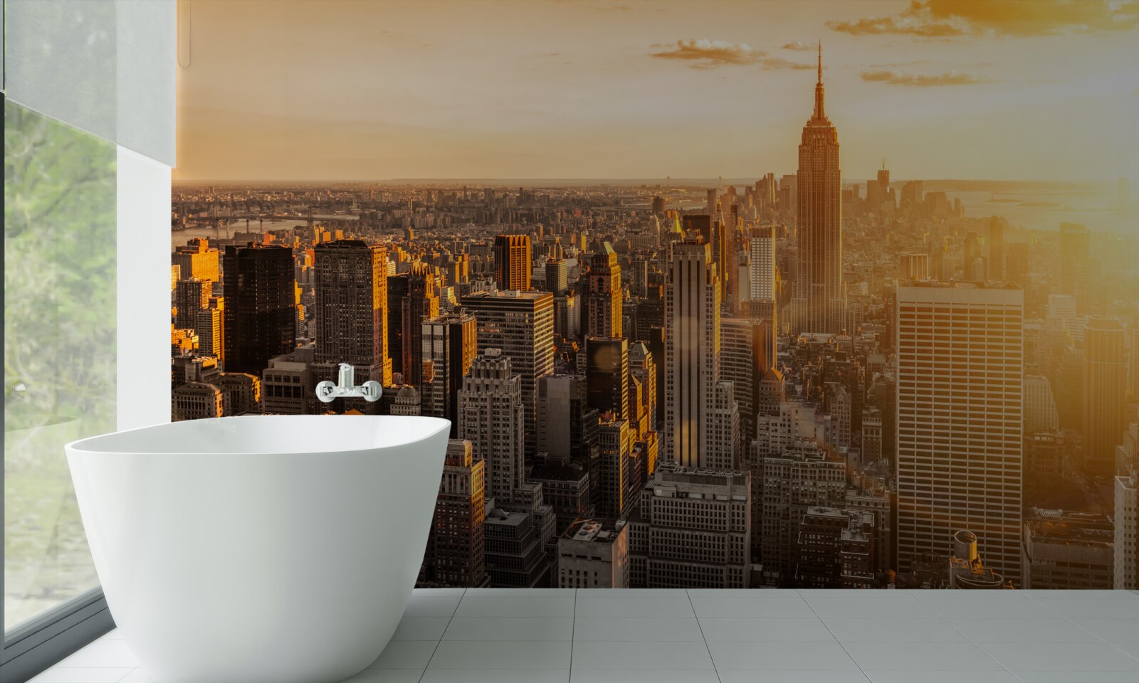 Fototapeten New Yorker Wolkenkratzer im Licht der untergehenden Sonne