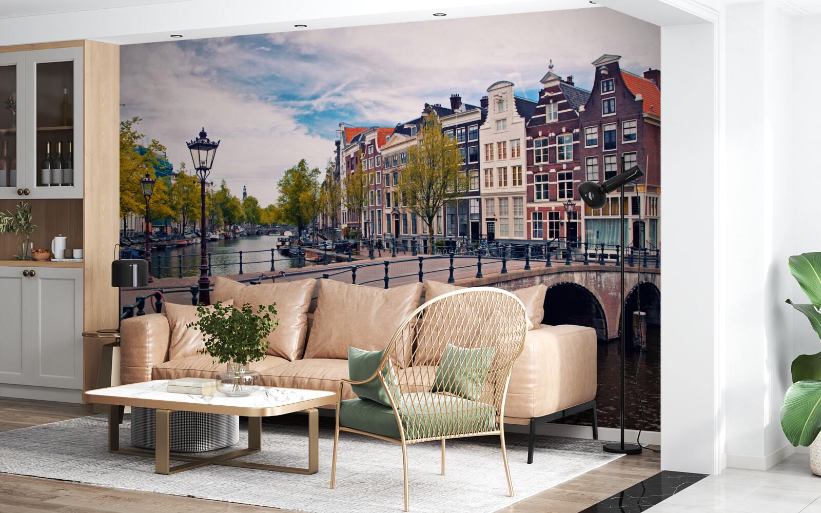 Fototapeten Die Brücke über den Kanal in Amsterdam