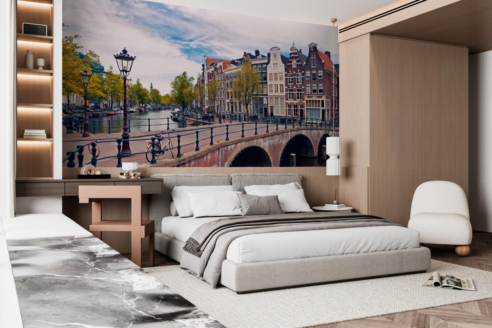 Fototapeten Die Brücke über den Kanal in Amsterdam