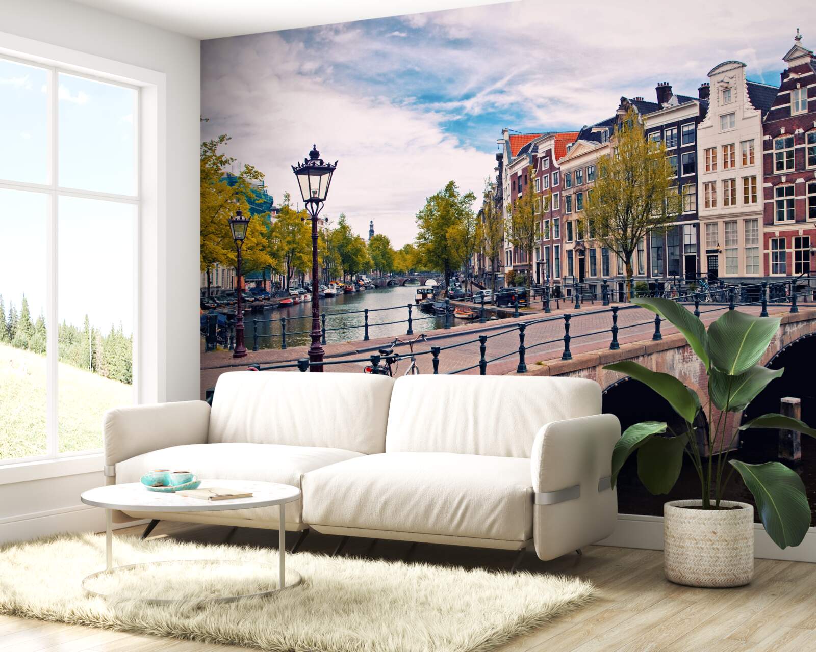 Fototapeten Die Brücke über den Kanal in Amsterdam