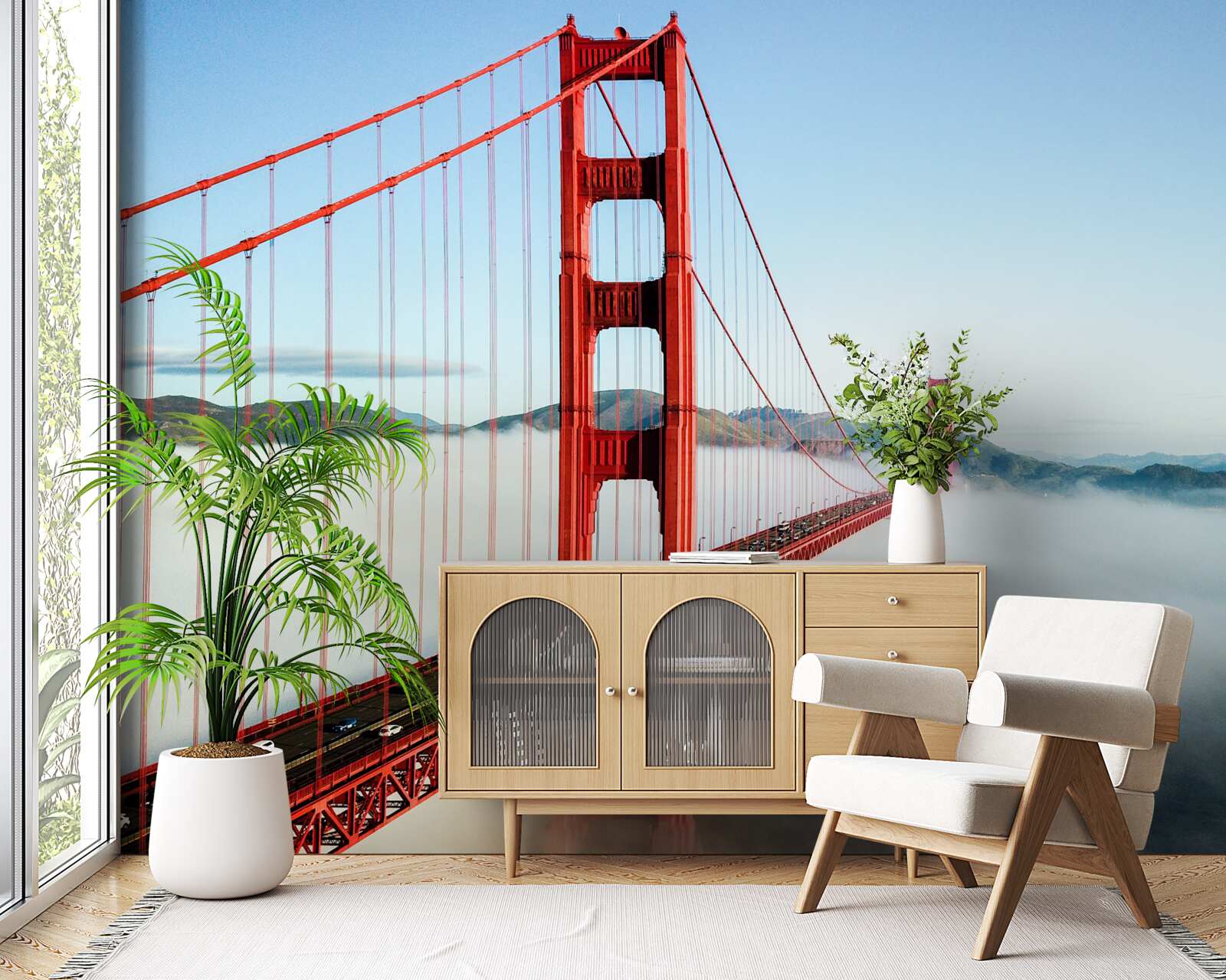 Fototapeten Der Nebel ist in die Golden Gate Bridge eingewickelt