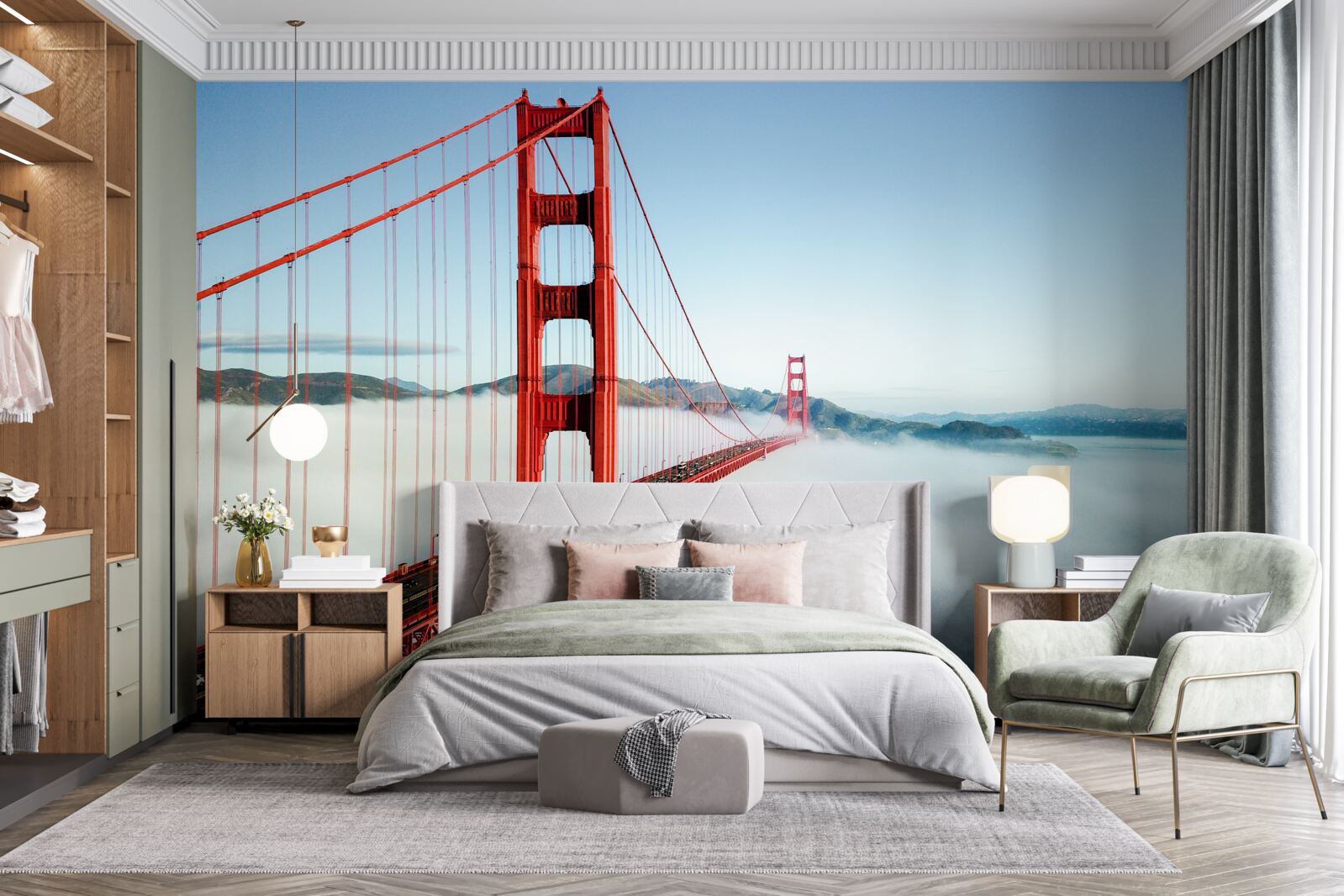 Fototapeten Der Nebel ist in die Golden Gate Bridge eingewickelt