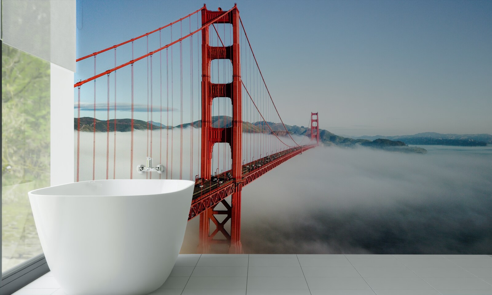 Fototapeten Der Nebel ist in die Golden Gate Bridge eingewickelt