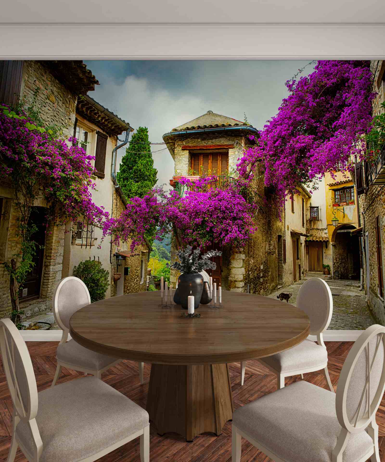 Fototapeten Straße in Provence, die Komfort und Wärme ausstrahlt