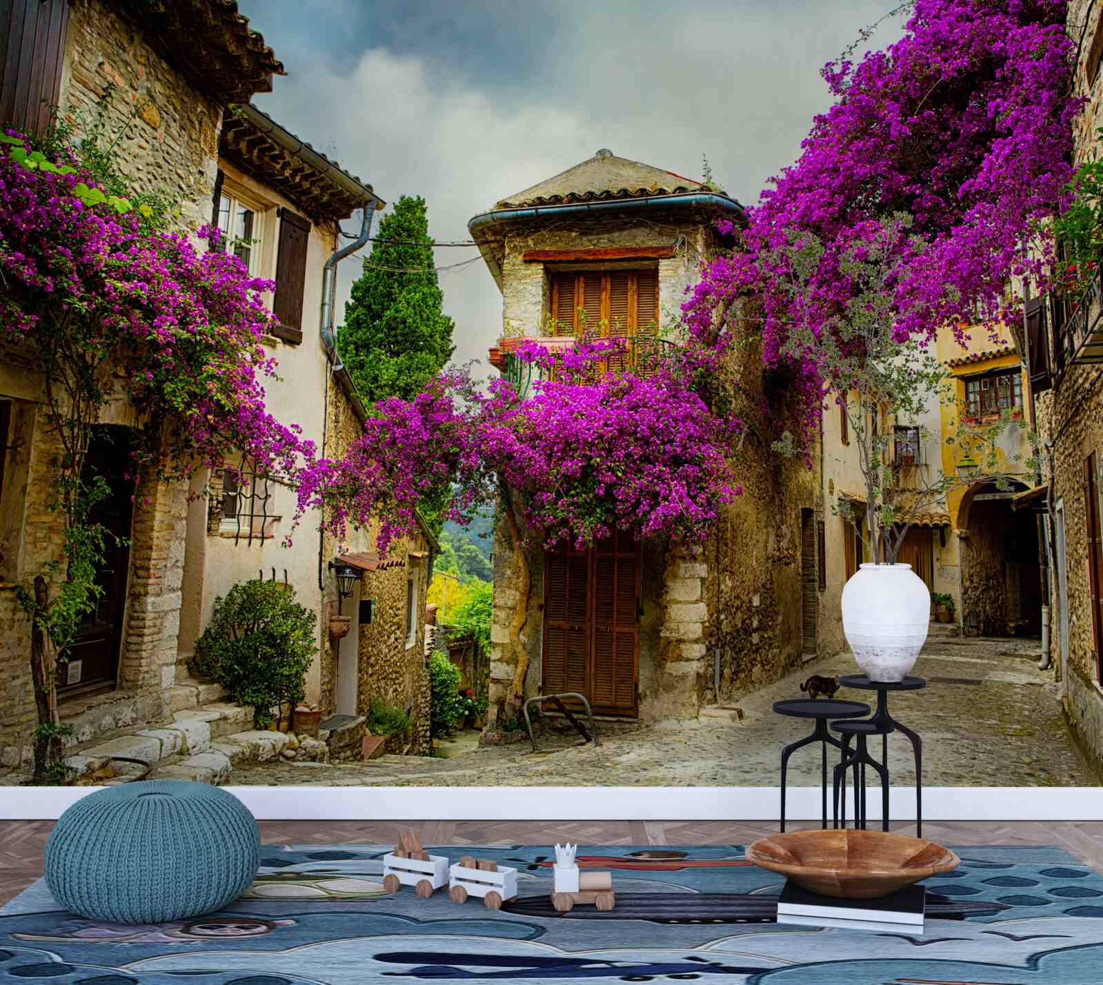 Fototapeten Straße in Provence, die Komfort und Wärme ausstrahlt