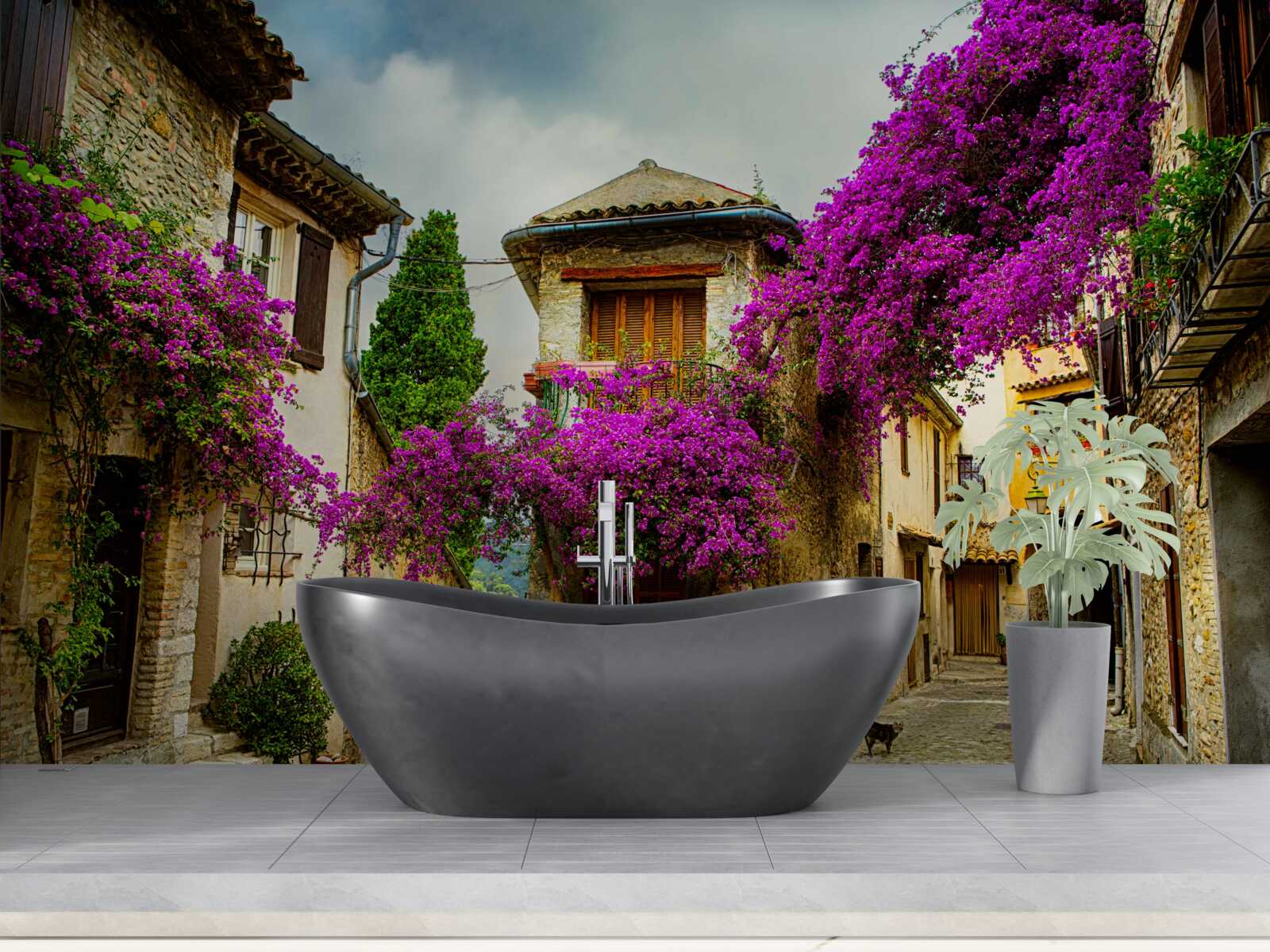Fototapeten Straße in Provence, die Komfort und Wärme ausstrahlt