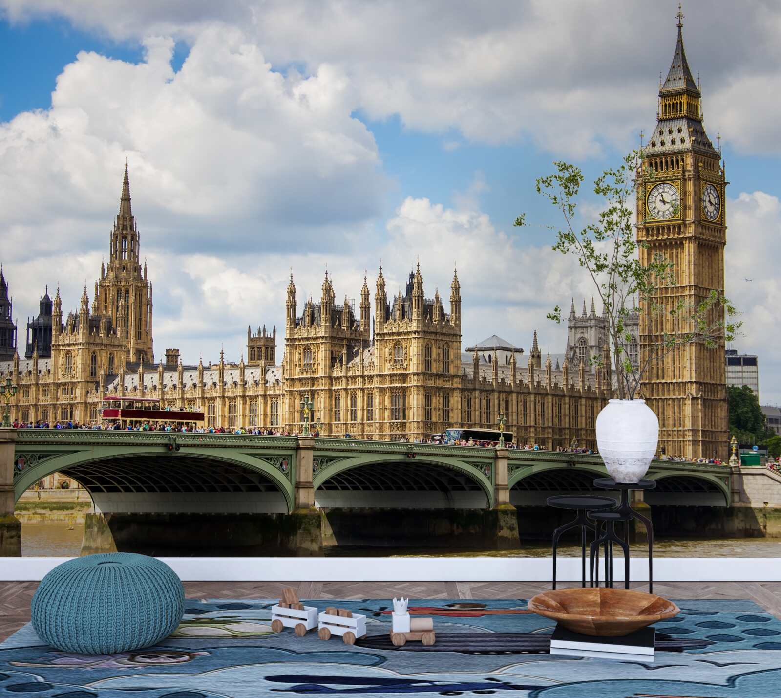 Fototapeten Panorama von Big Ben und Parlamentsgebäuden
