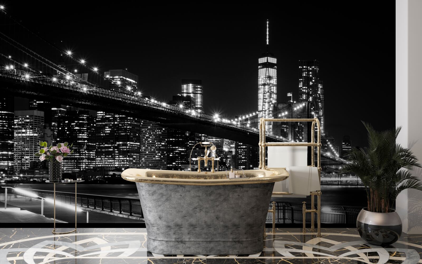 Fototapeten New York Kai ohne Leute